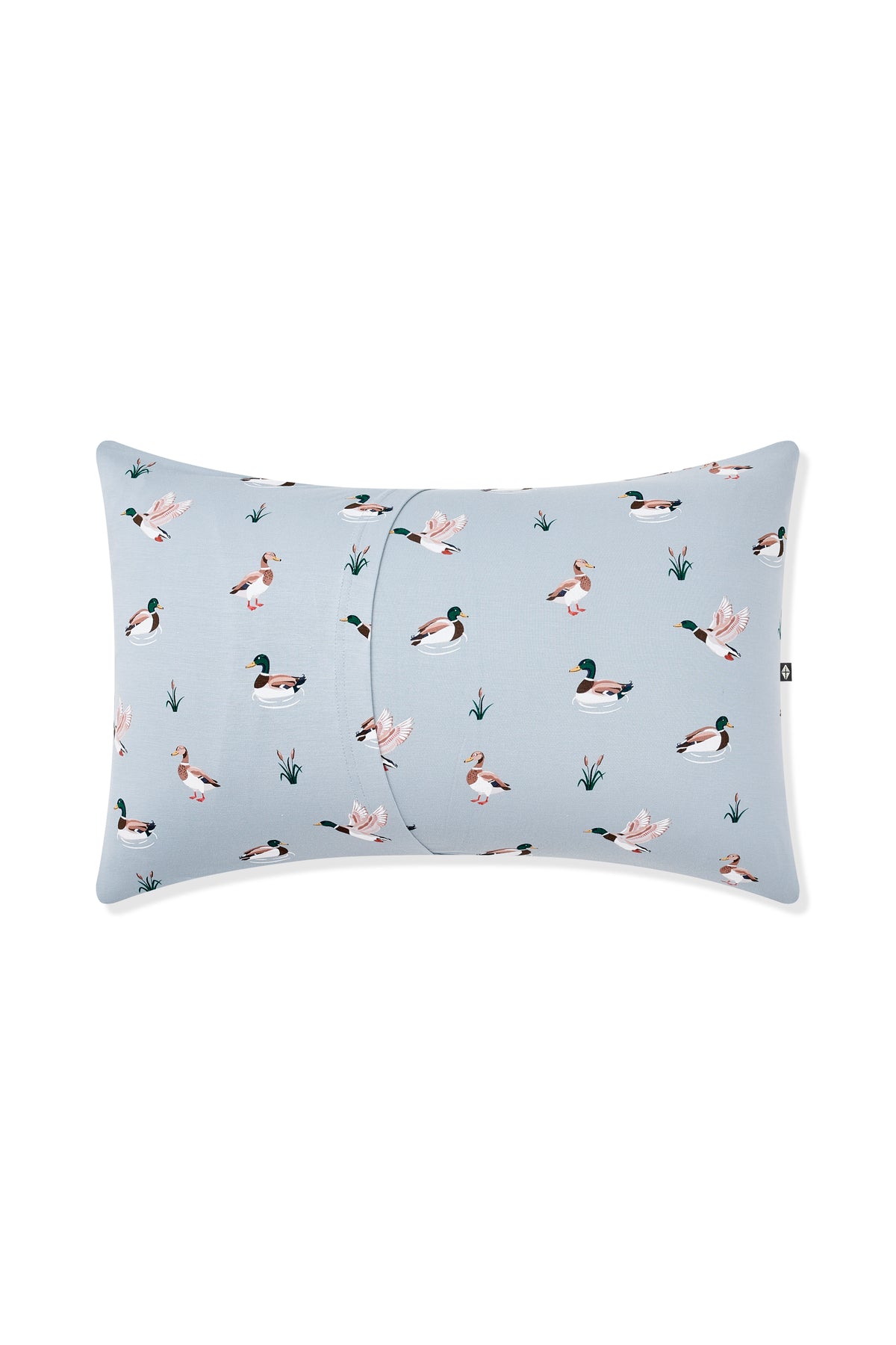 Back of the Standard Pillowcase in Mallard Duck showing the envelope closure
