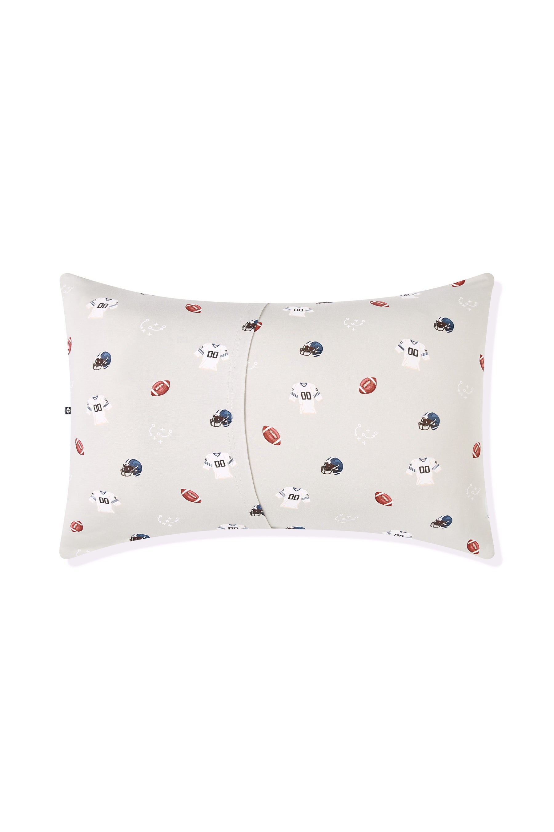 Back side of Standard Pillowcase in Vintage Football on a white background