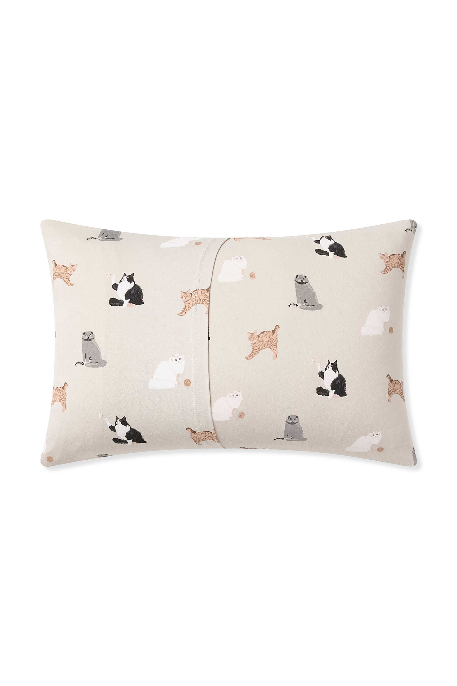 Back of the Standard Pillowcase in Fluffy Cat showing the envelope closure
