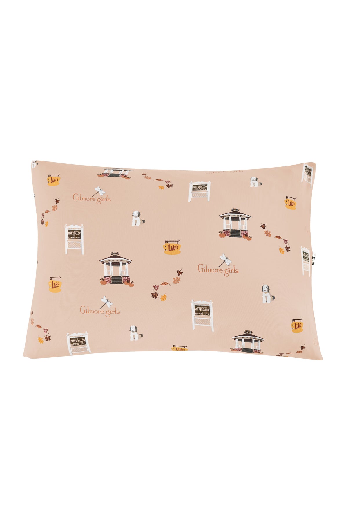 Pillowcase with 'Gilmore Girls' theme on a beige background