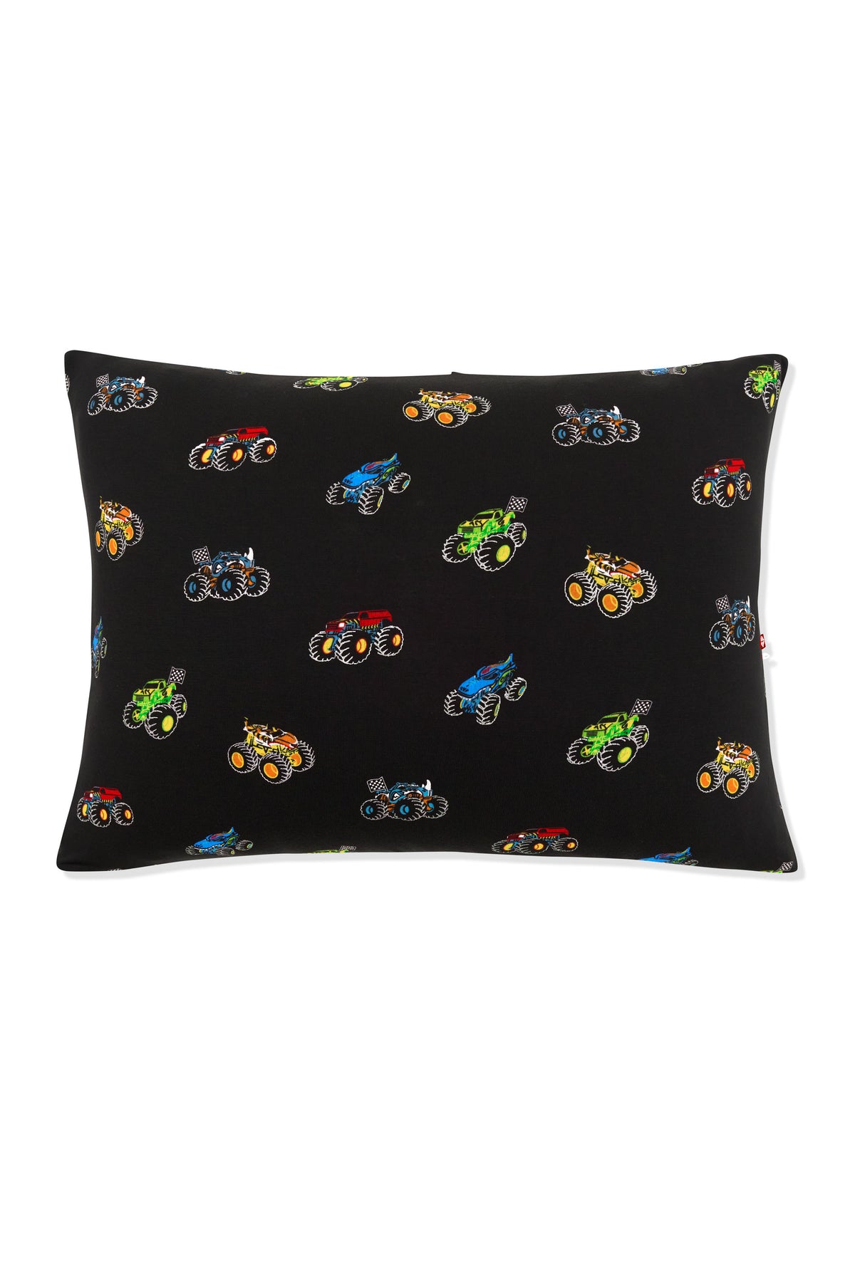 Toddler Pillowcase in Monster Truck print on white background