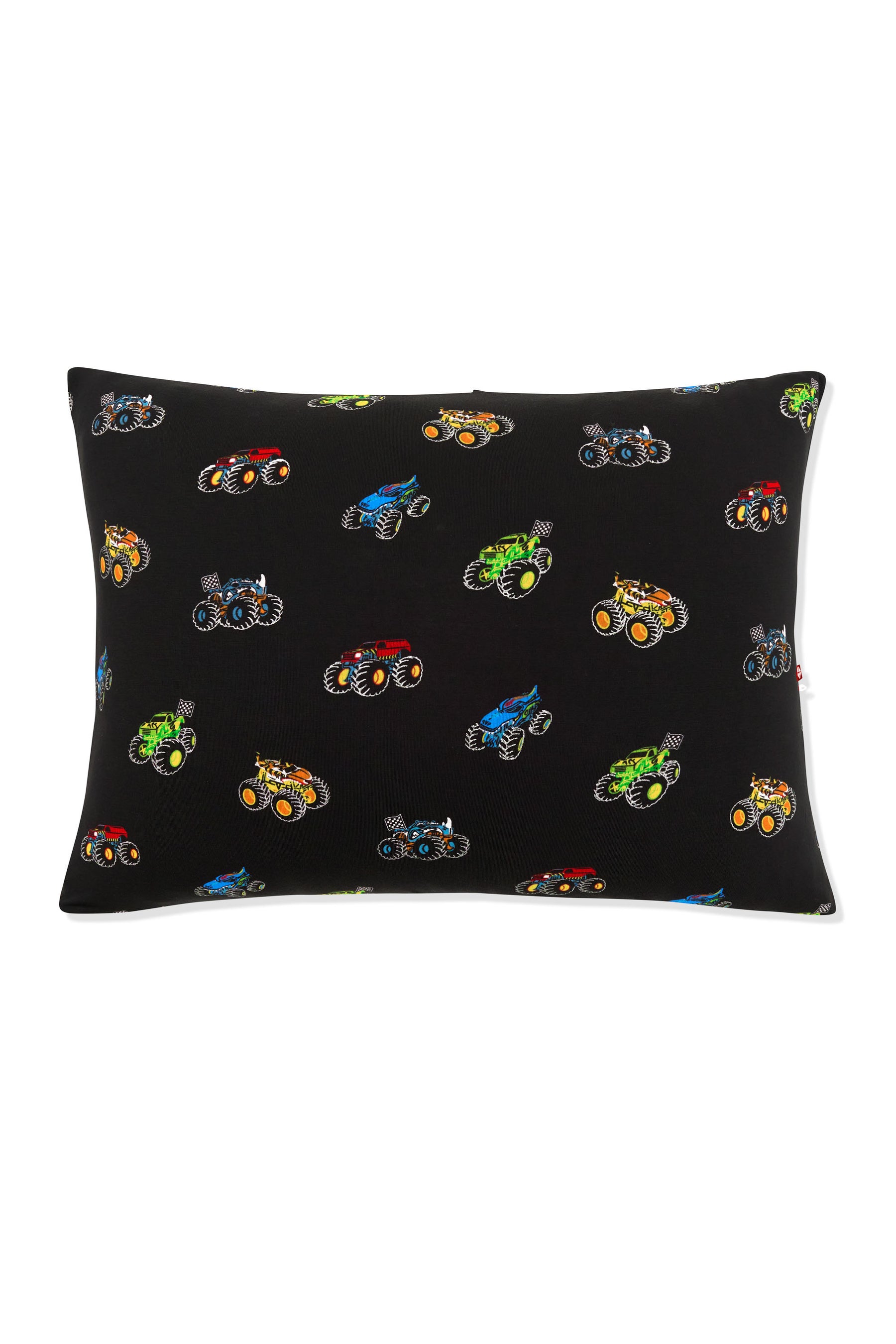 Toddler Pillowcase in Monster Truck print on white background