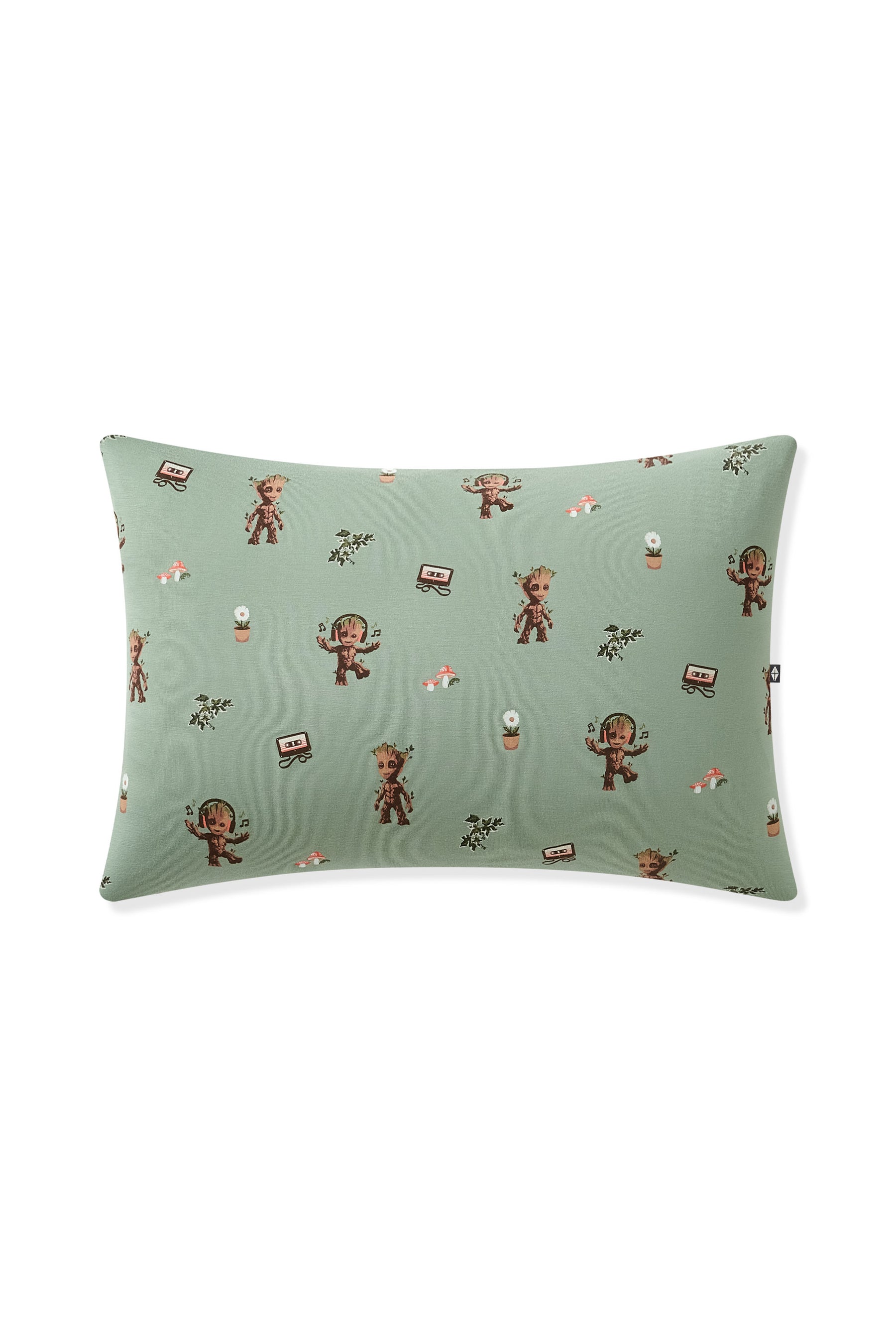 Green Toddler Pillowcase in Groot print on white background