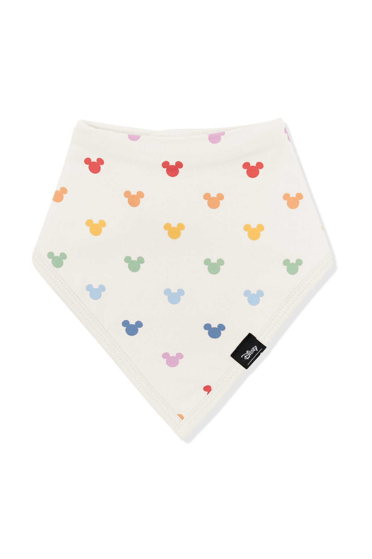 Bib with pastel mickey mouse pattern on an oat background