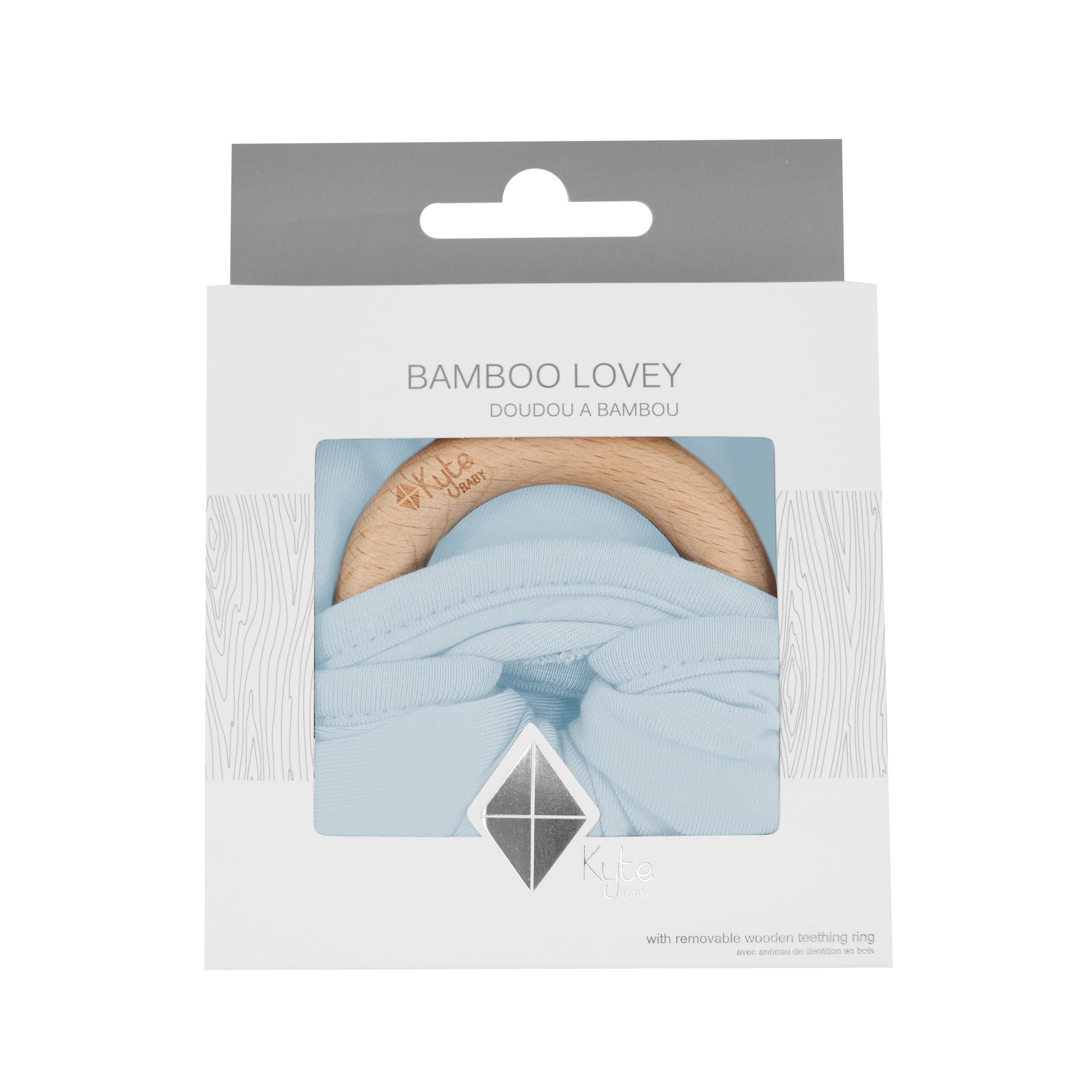  Lovey in Fog with Removable Teething Ring in packaging