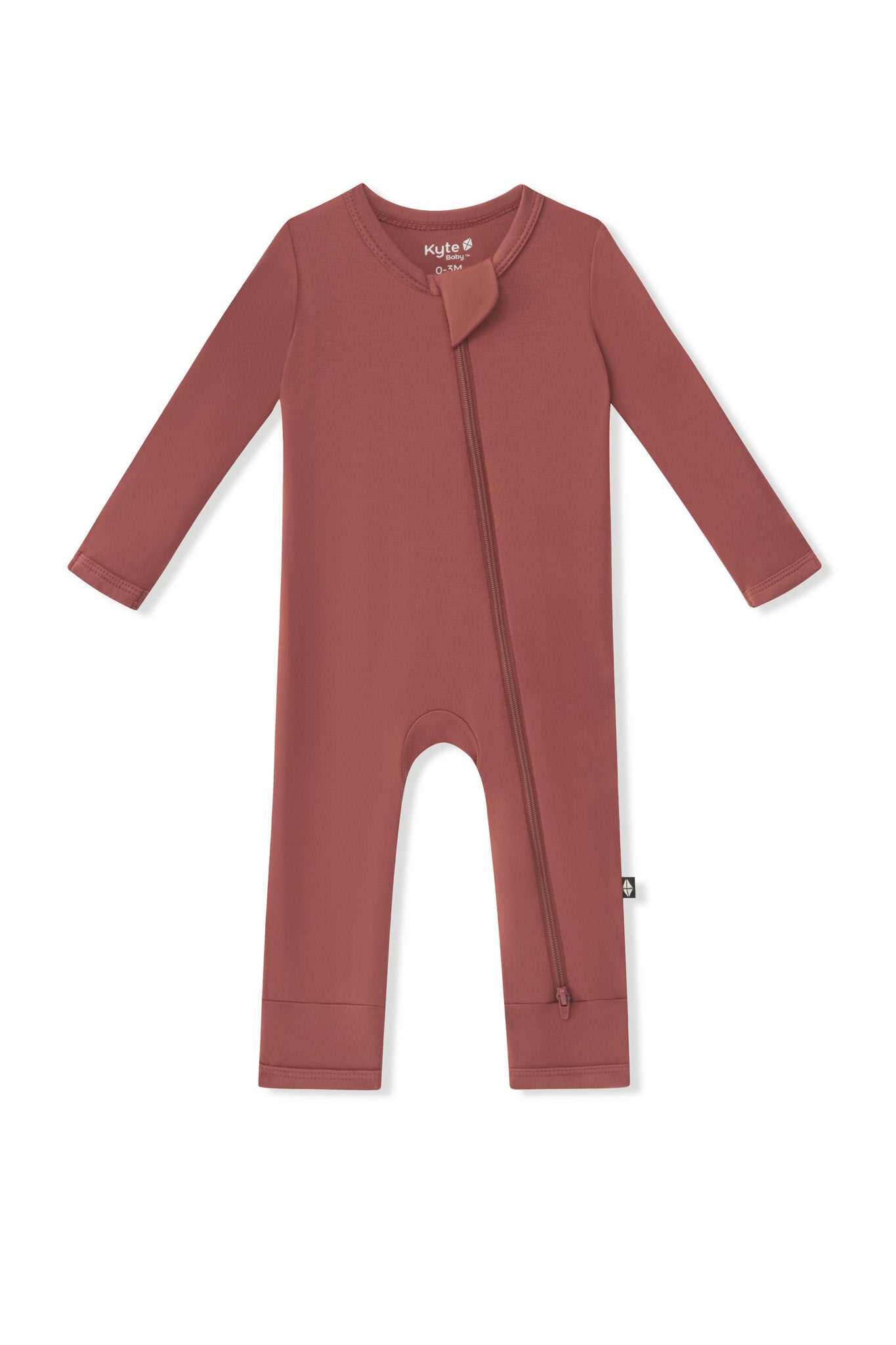Zippered Romper in Ember on a white background
