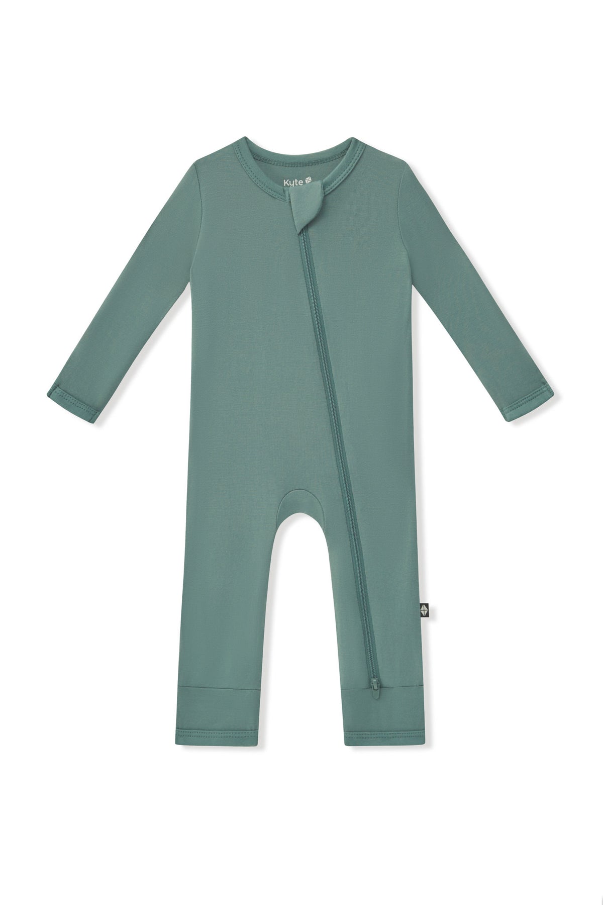 Zippered Romper in Pine on a white background