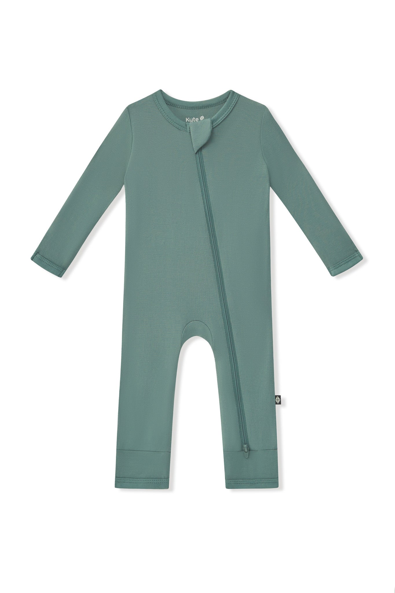 Zippered Romper in Pine on a white background
