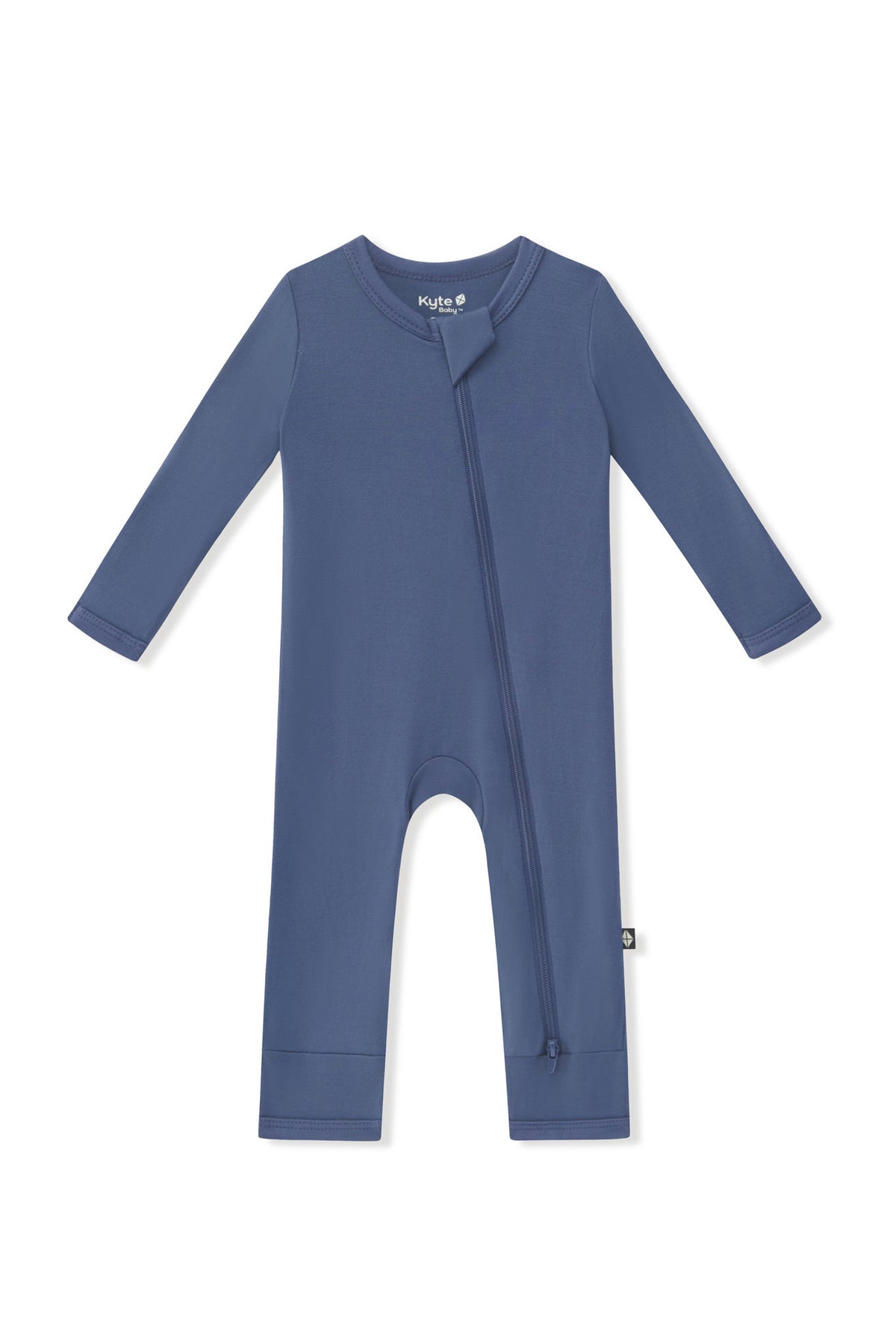 Zippered Romper in Oxford on a white background
