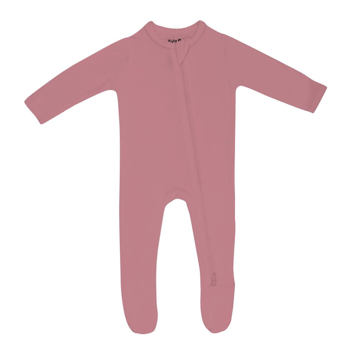 zippered footie in dusty rose