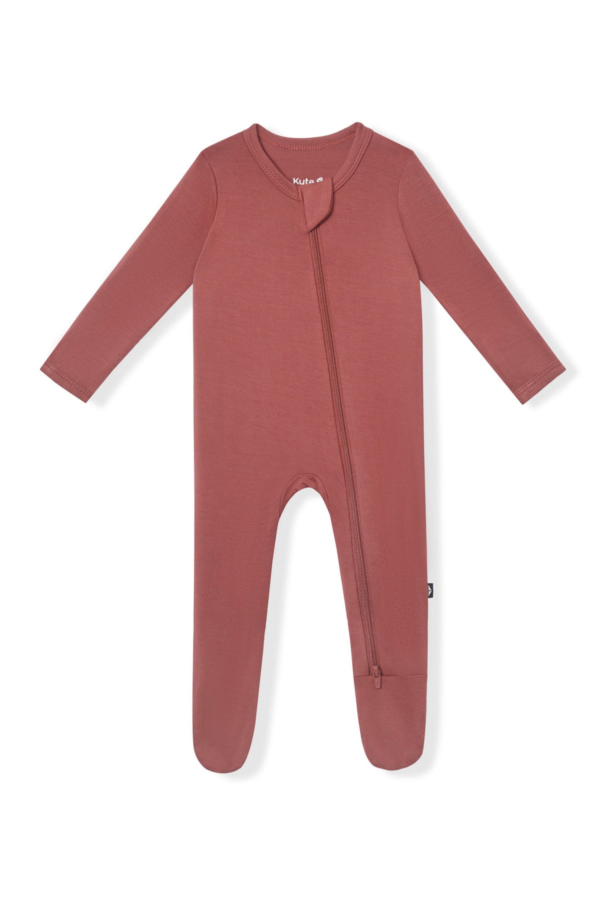 Zippered Footie in Ember on a white background