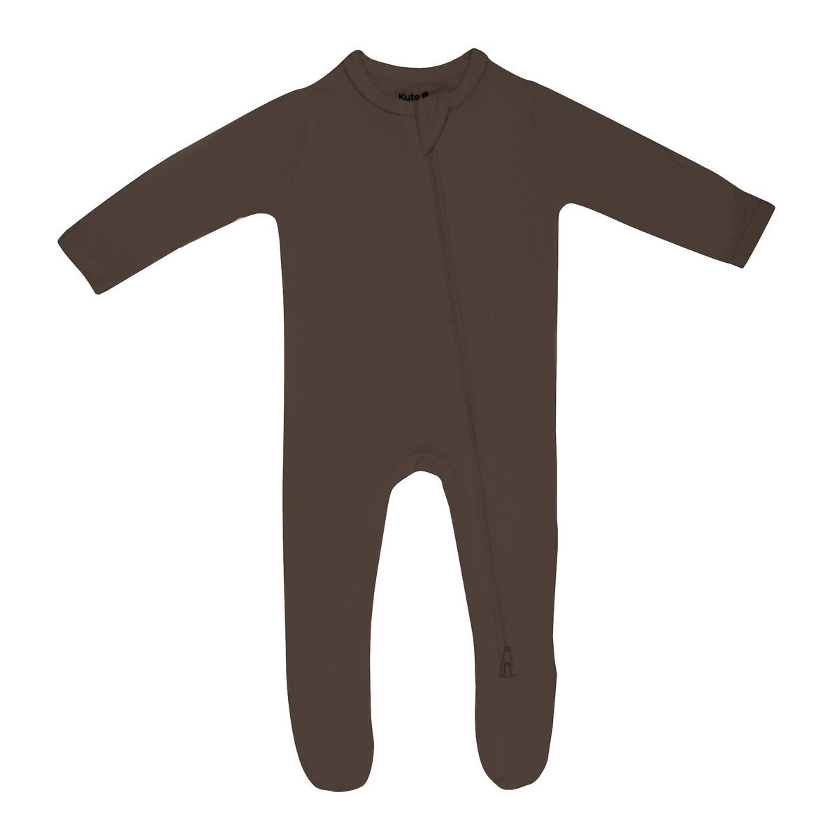 zippered footie in espresso