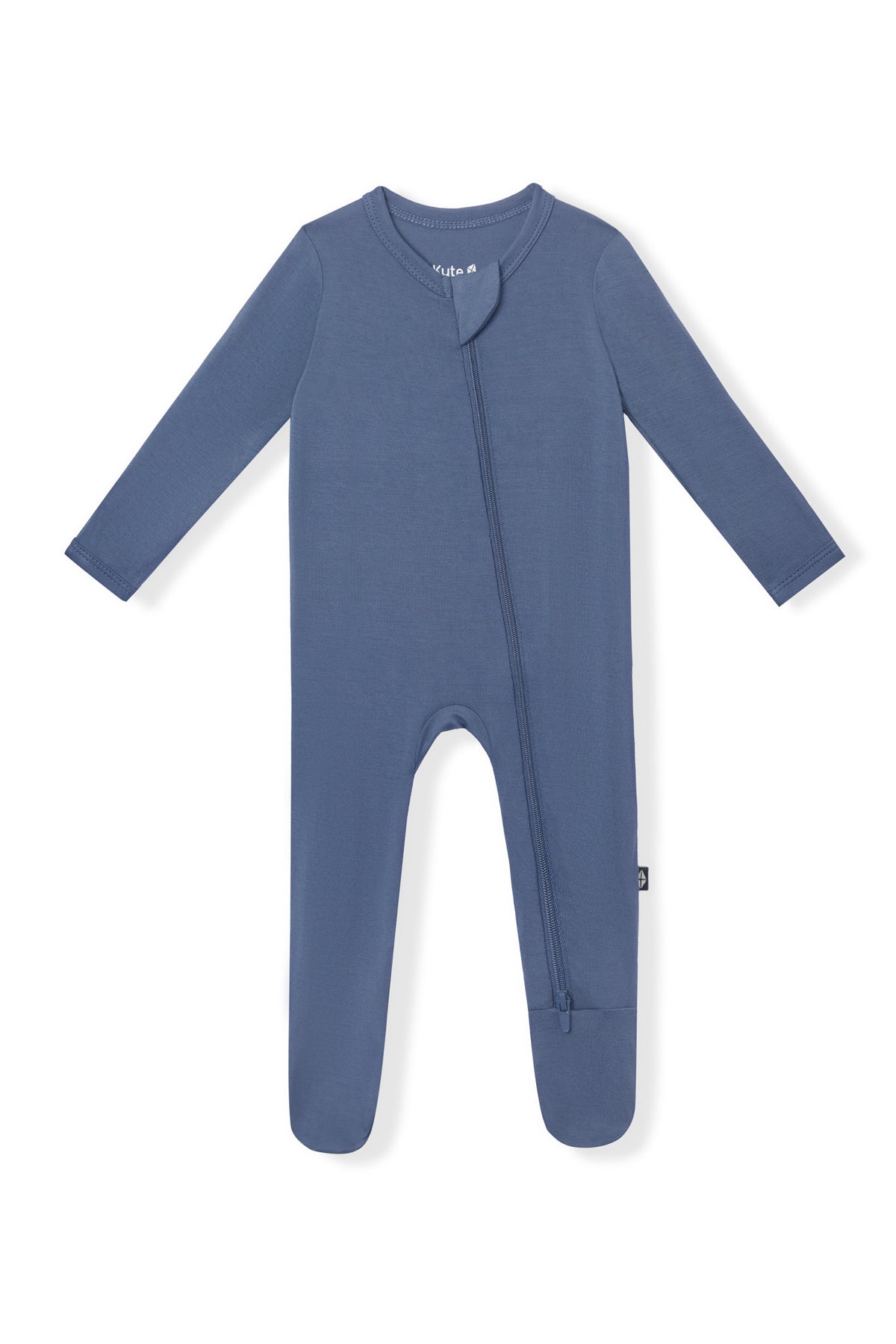 Zippered Footie in Oxford on a white background