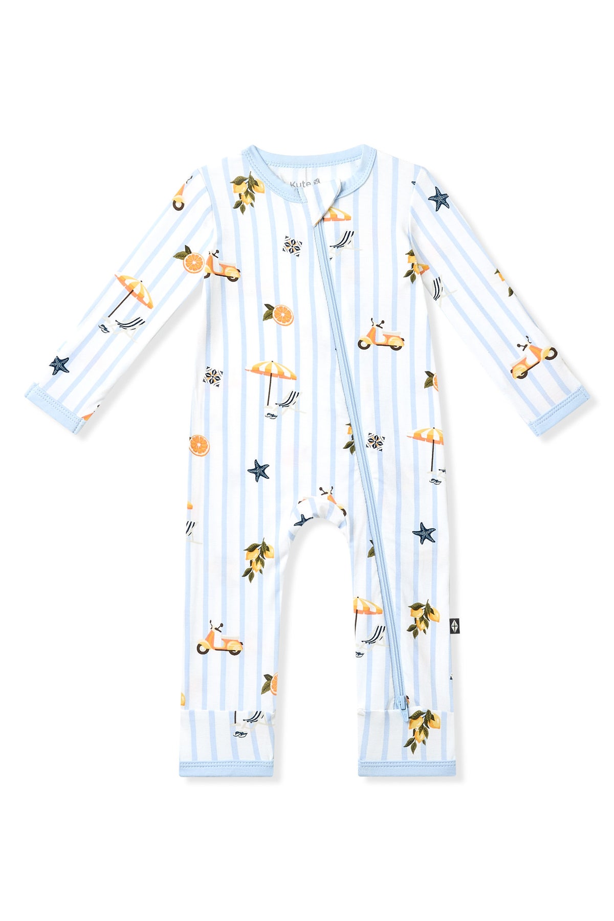Zippered Romper in Amalfi Coast shown on a white background