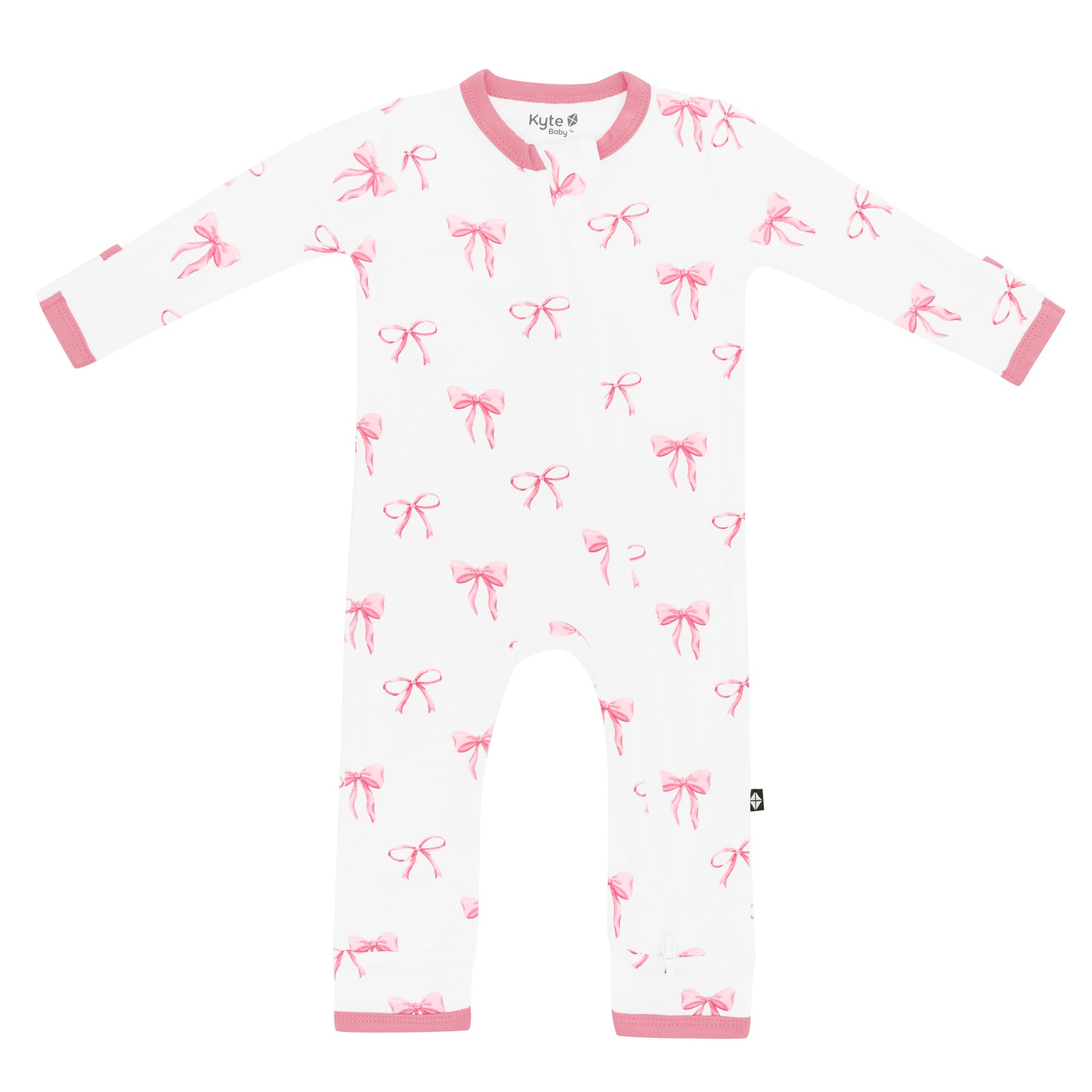 Kyte Baby's Zippered Romper in Bow