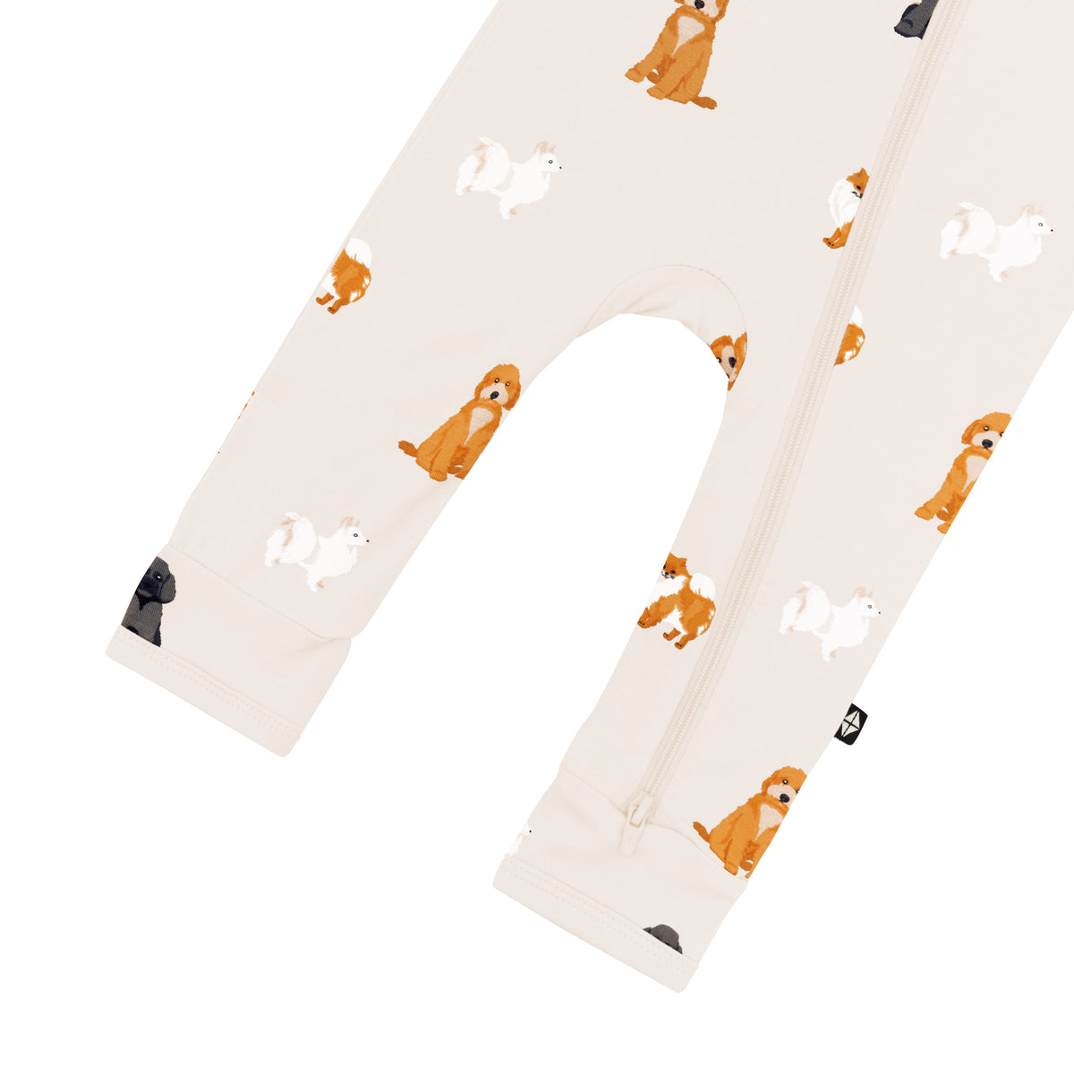 Zippered Romper in Fluffy Dog bottom zipper