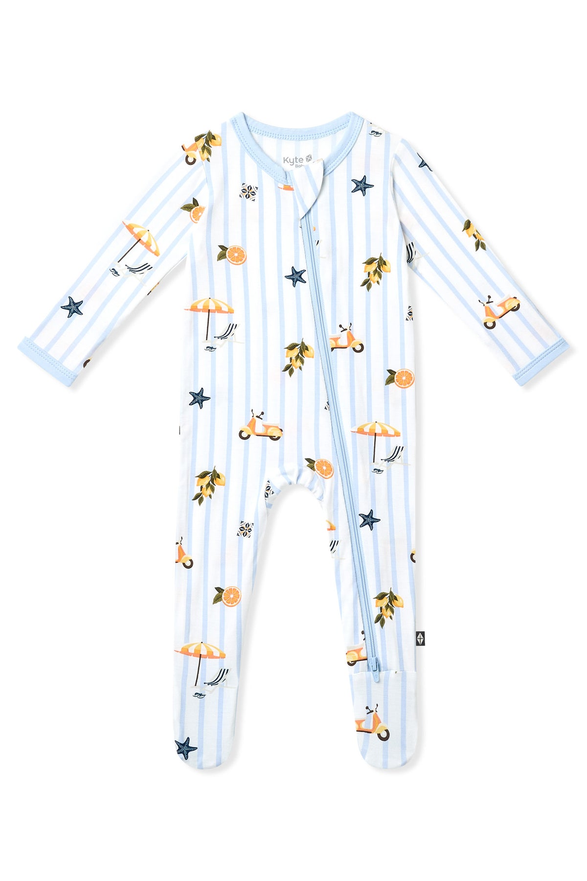 Zippered Footie in Amalfi Coast shown on a white surface