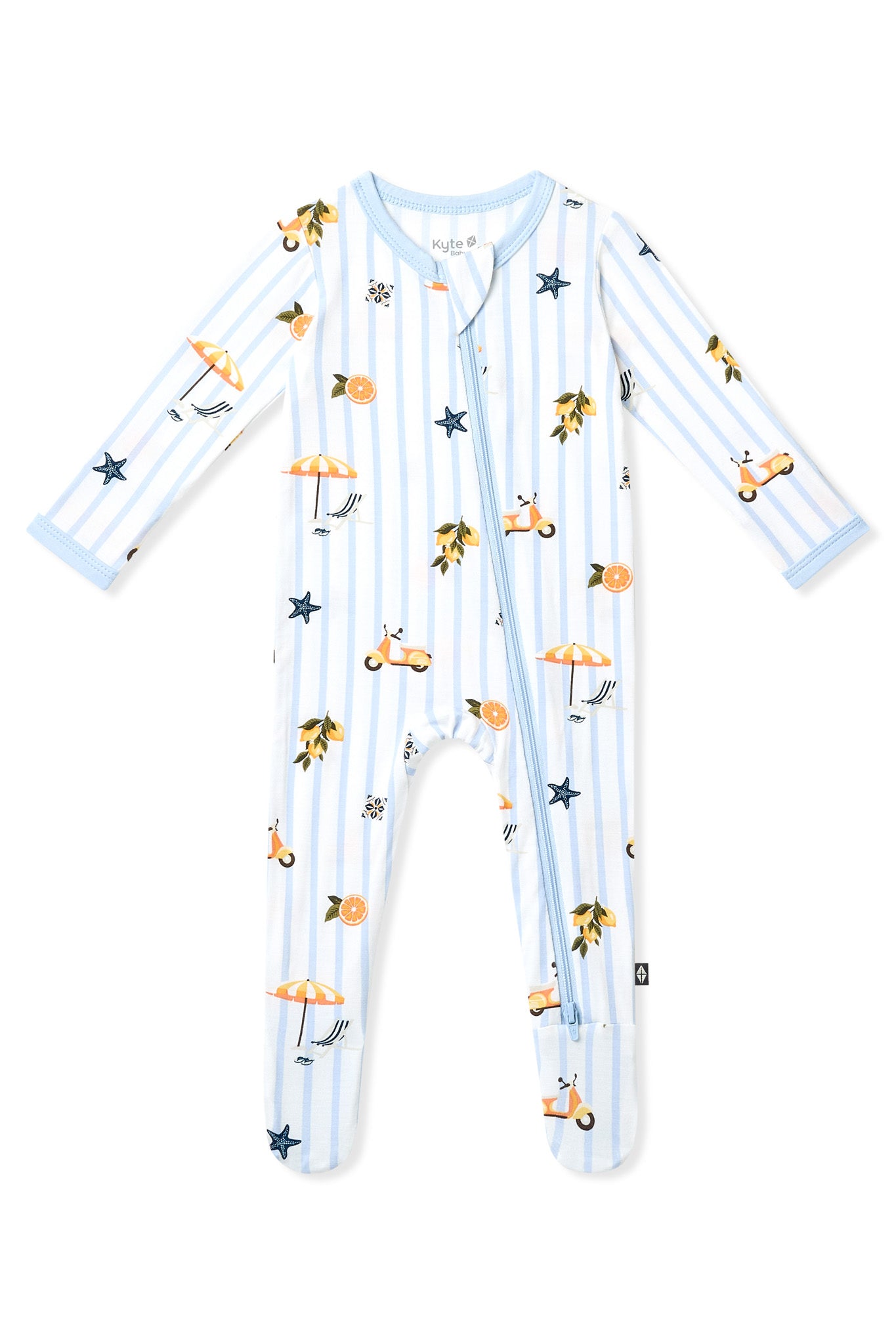 Zippered Footie in Amalfi Coast shown on a white surface