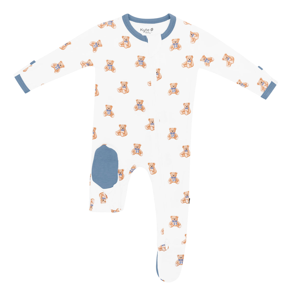 Sole grip on Zippered Footie pajamas in Teddy Bear