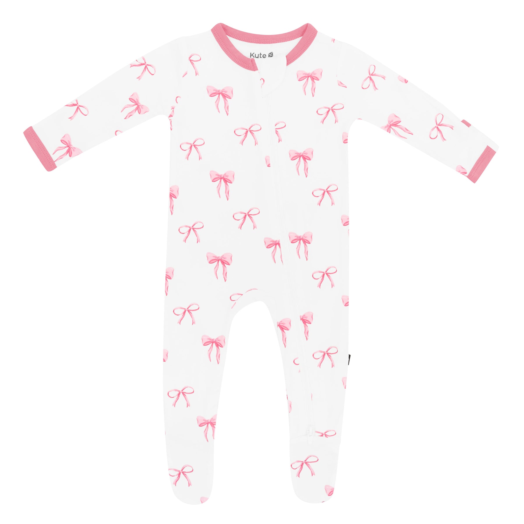 Zippered Footie pajamas in Bow