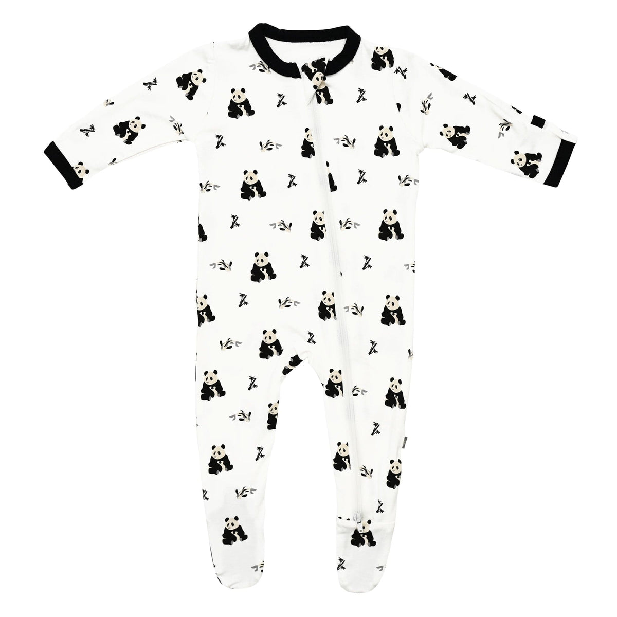 zippered footie in black and white zen