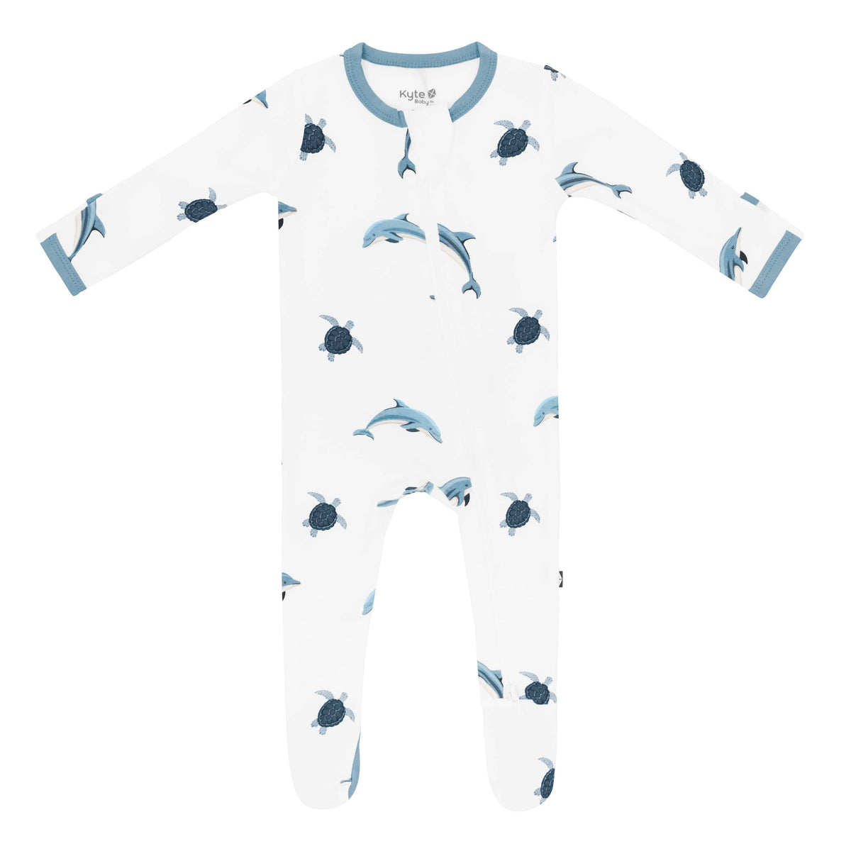 Zippered Footie in Dolphin