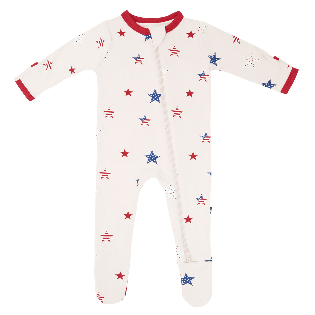 zippered footie in liberty