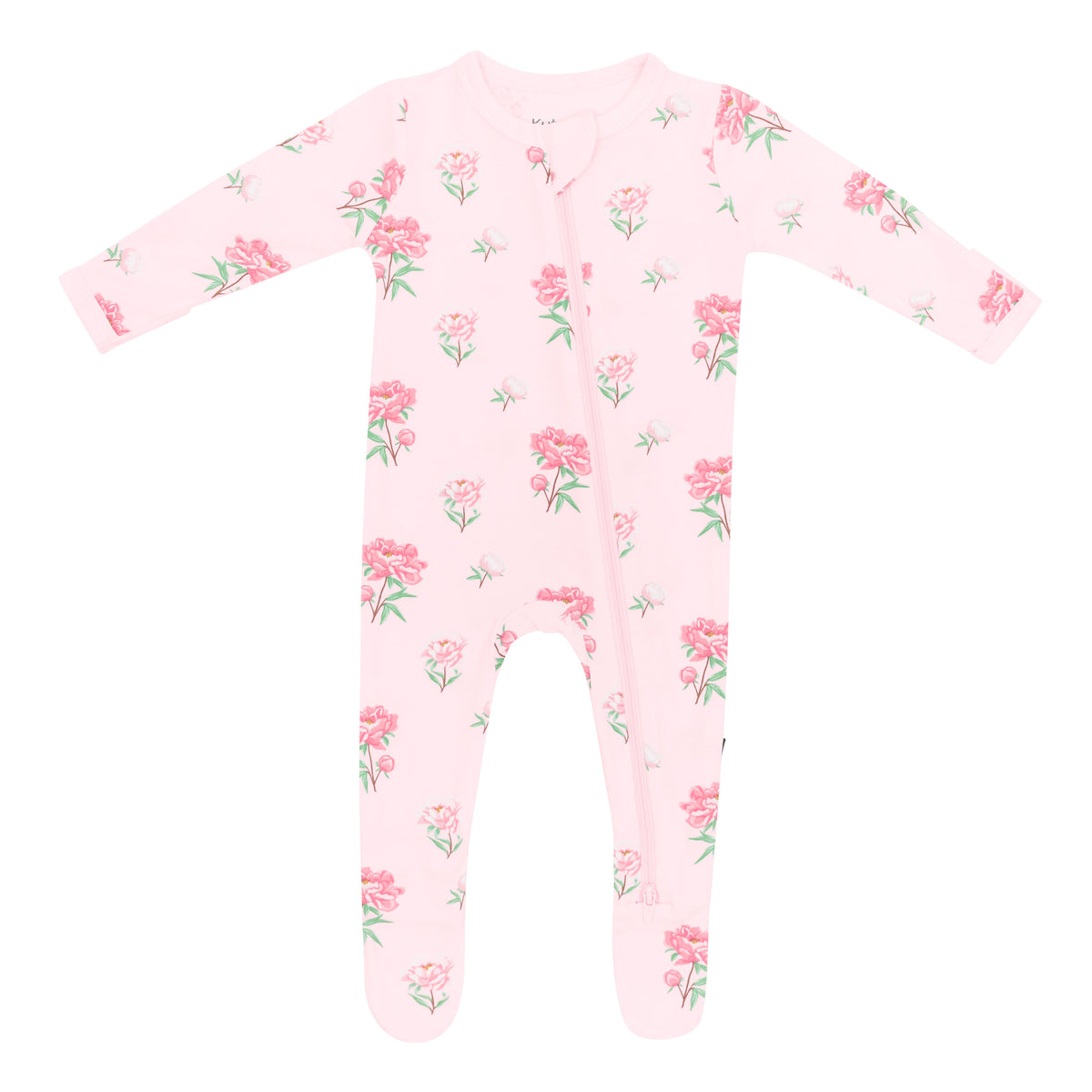 Bamboo Zippered Footie in Sakura Peony
