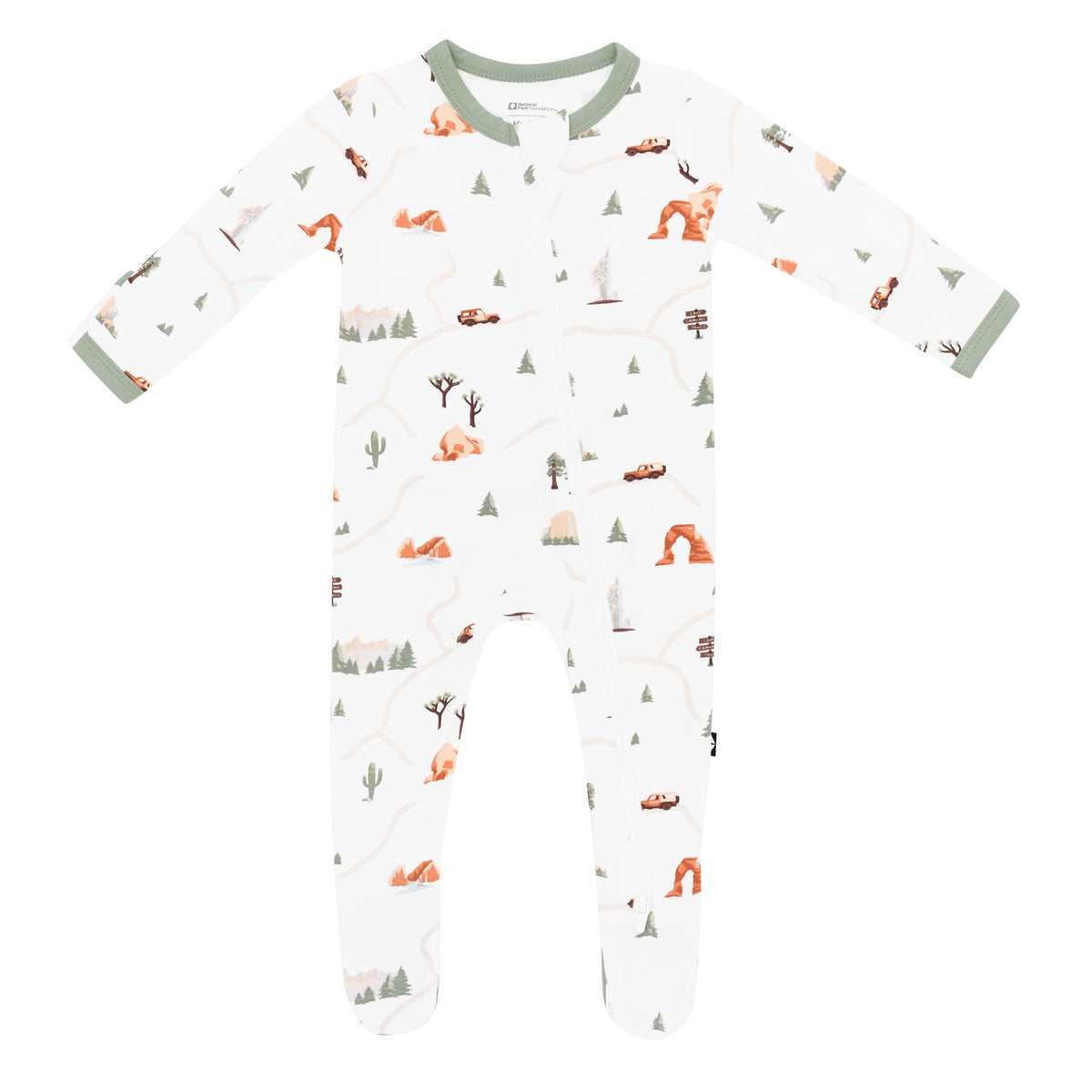 Zippered Footie in Road Trip National Parks print