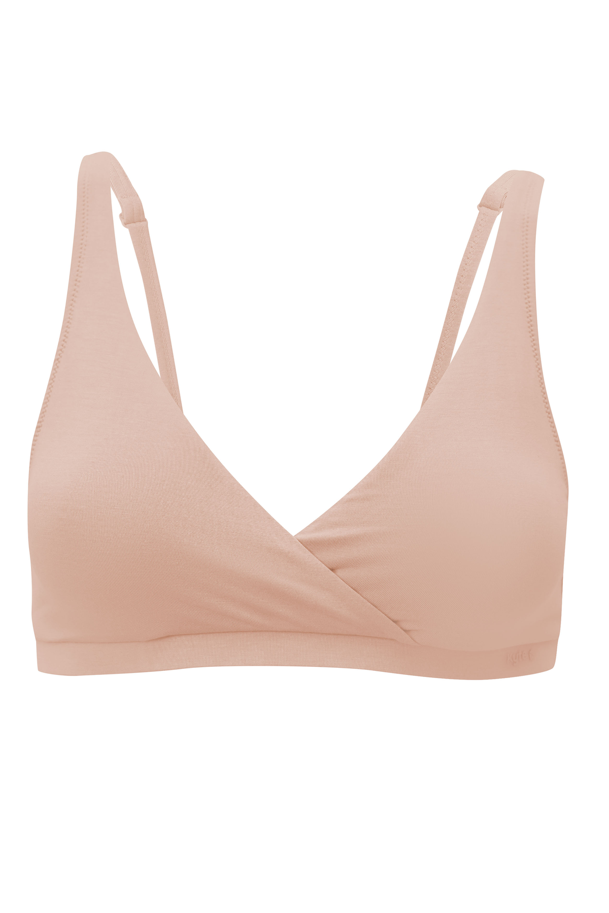 The front of the Women's Cross Front Bralette in Chai shown on a ghost mannequin