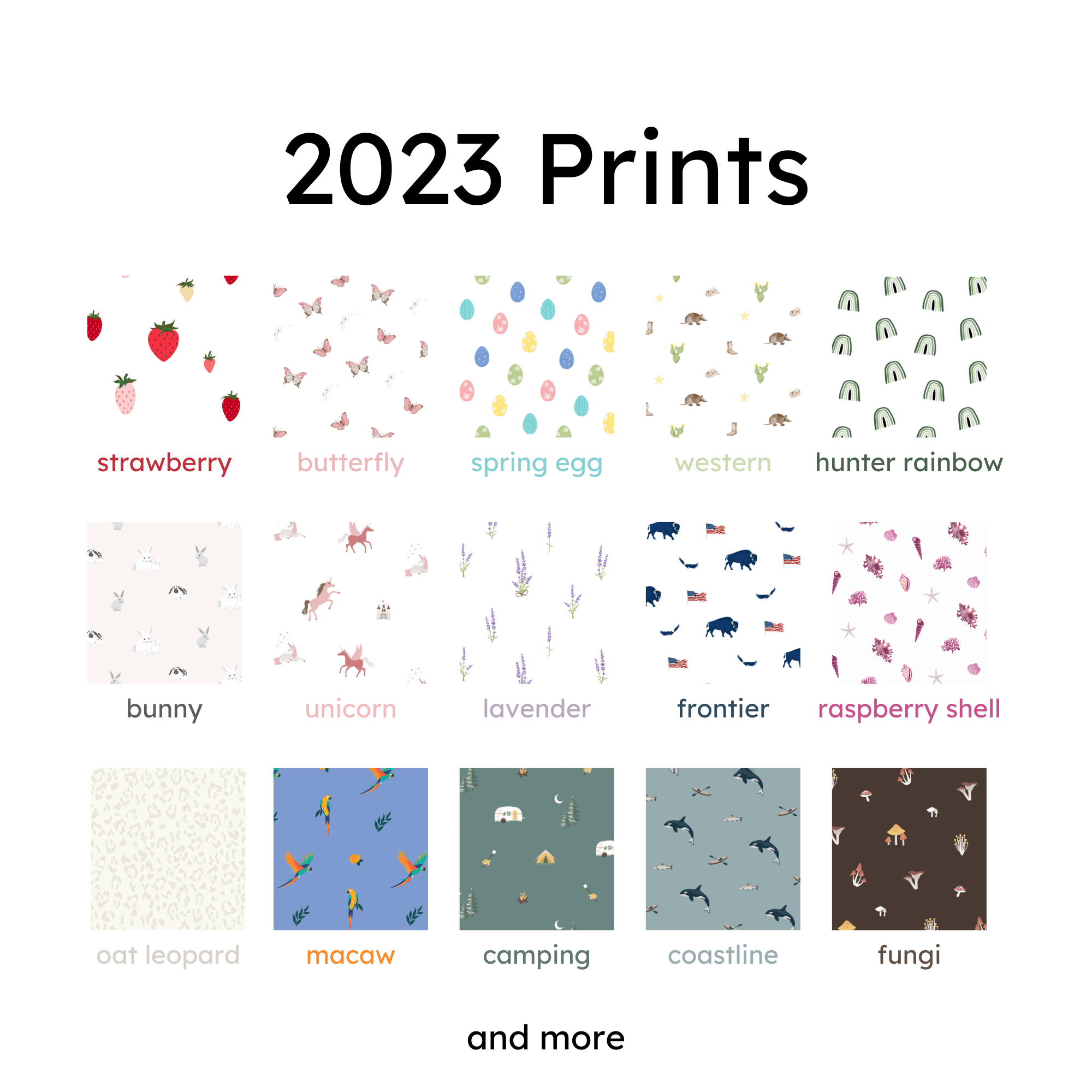 graphic showing some 2023 prints