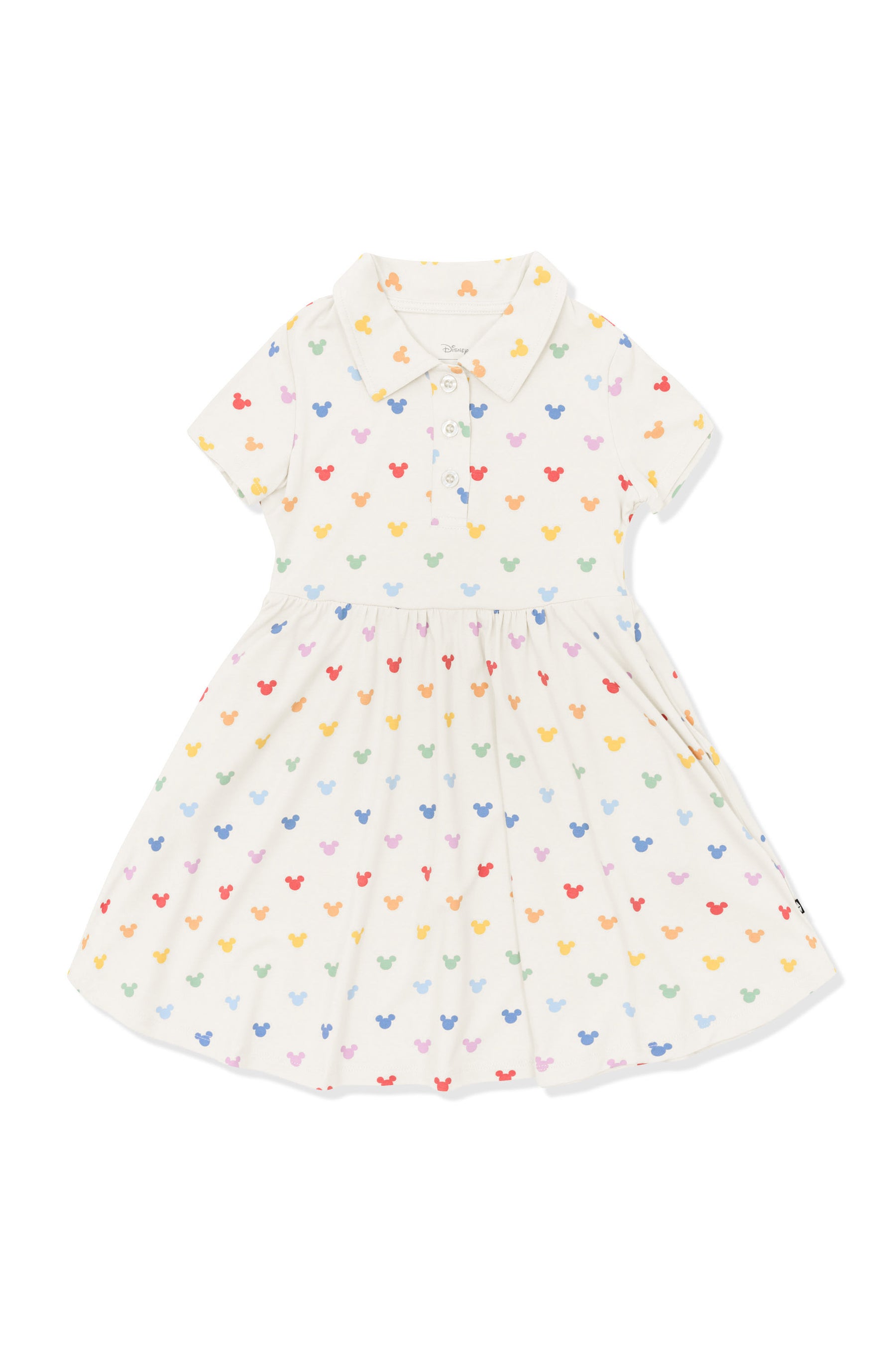 Polo Dress with Pastel Mickey Mouse pattern on an oat background