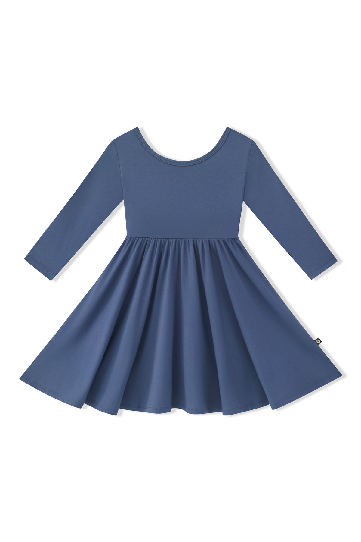Long Sleeve Twirl Dress in Oxford on a white background