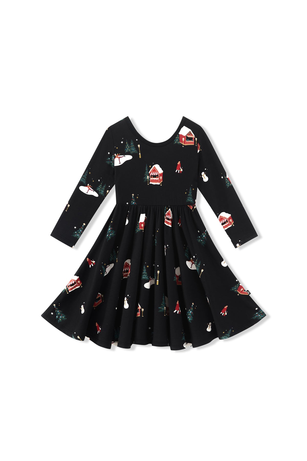 Long Sleeve Twirl Dress in Winter Wonderland