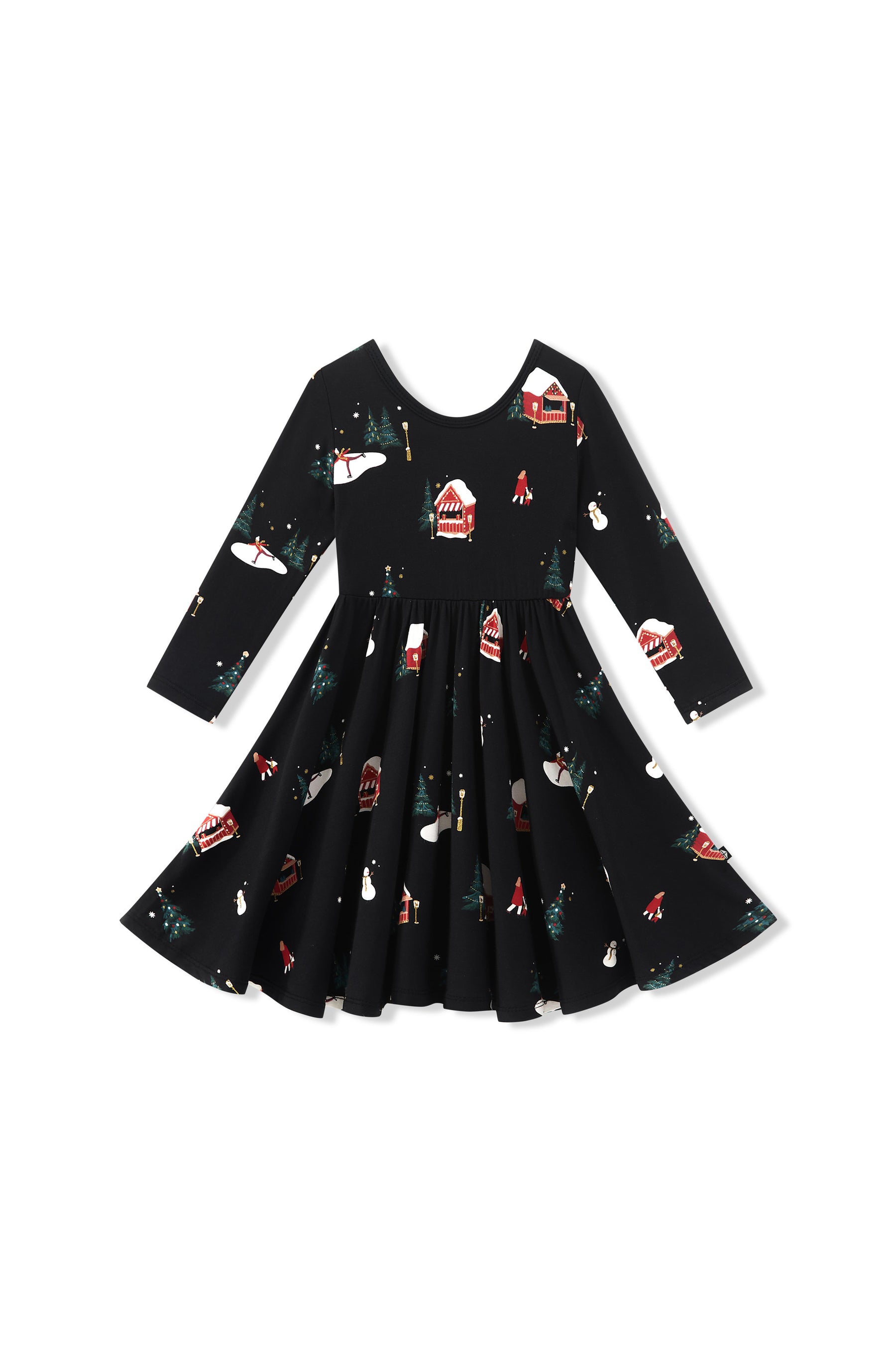 Long Sleeve Twirl Dress in Winter Wonderland