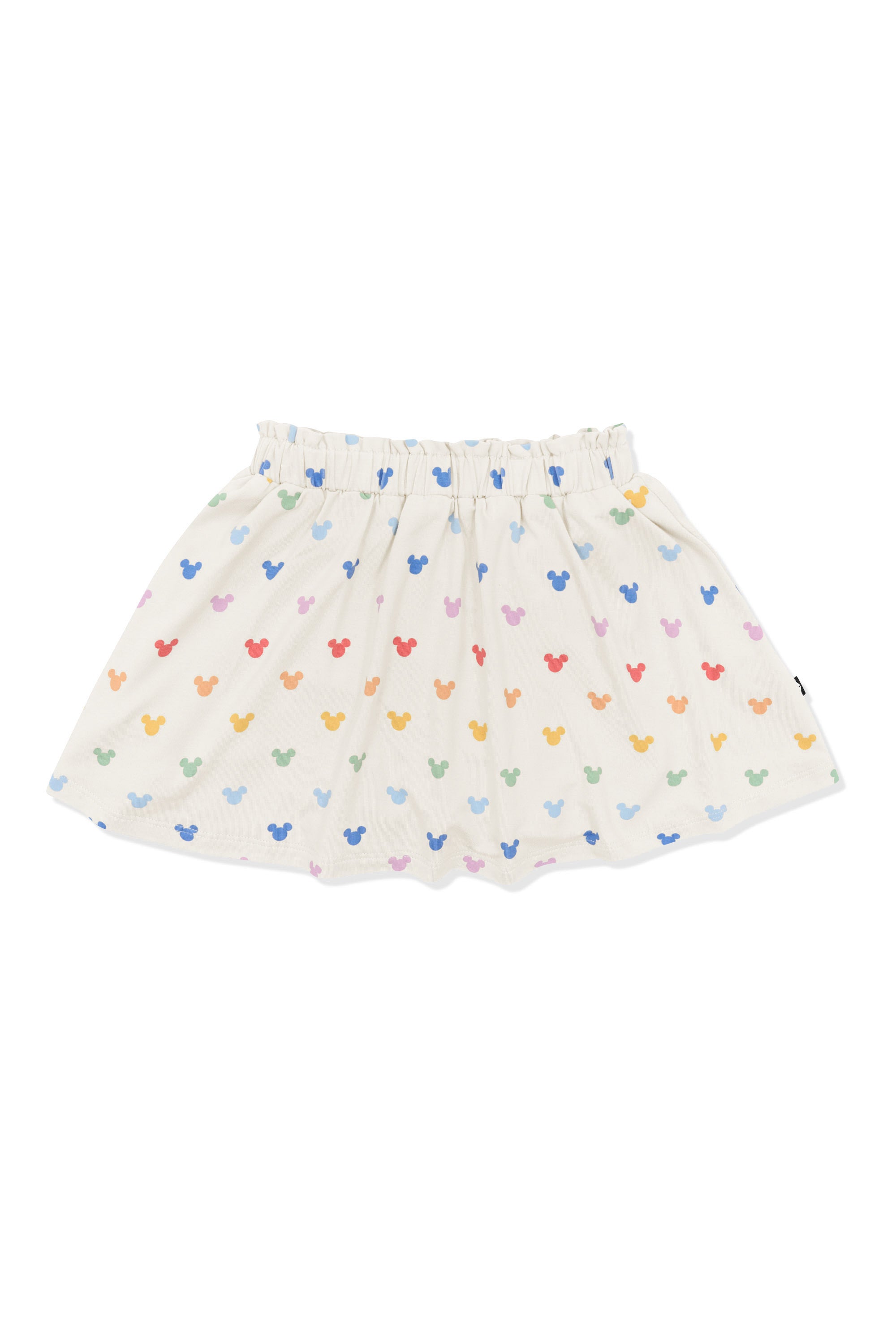 Toddler Skort with Pastel Mickey Mouse pattern on an oat background