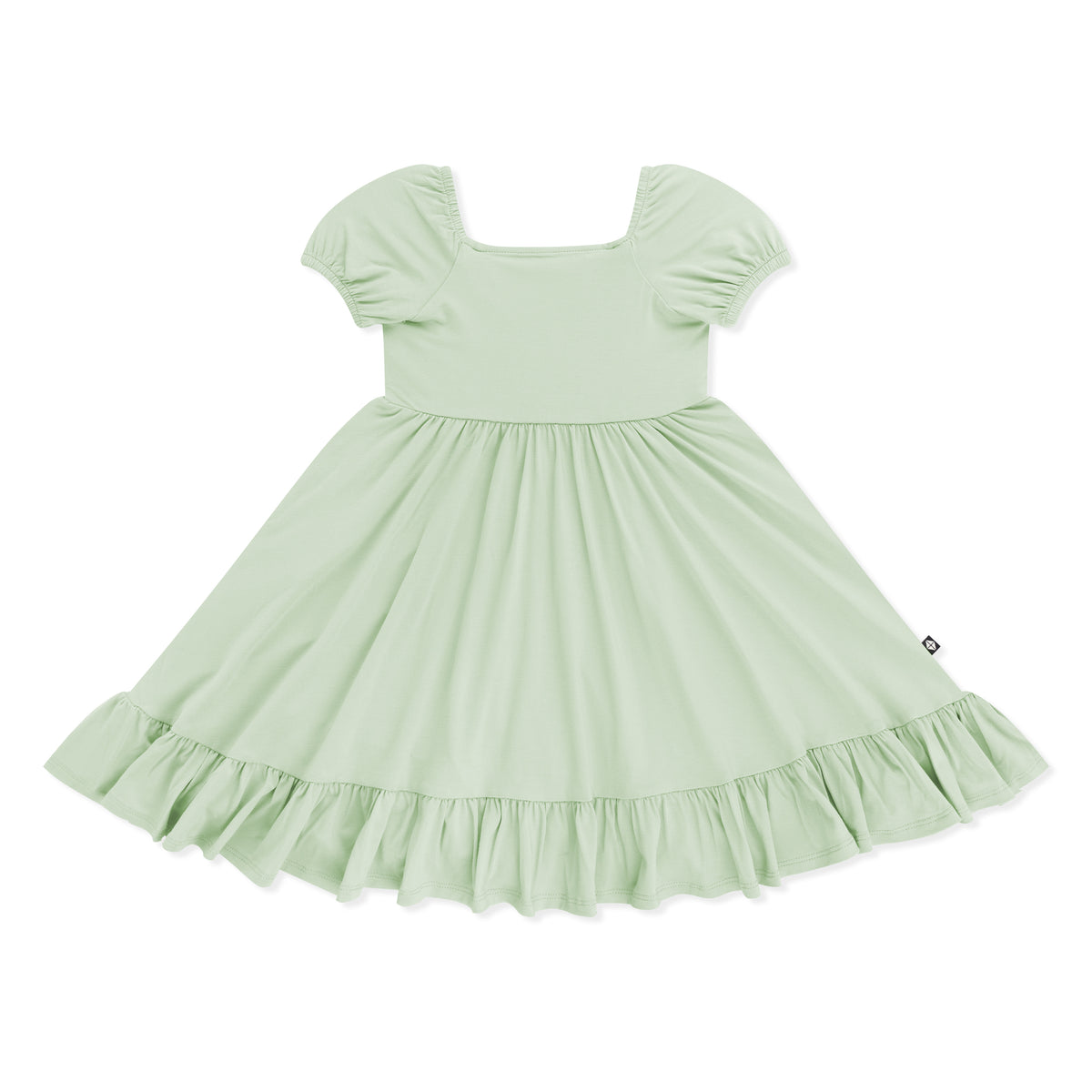 Product photo of the Puff Sleeve Twirl Dress in Basil