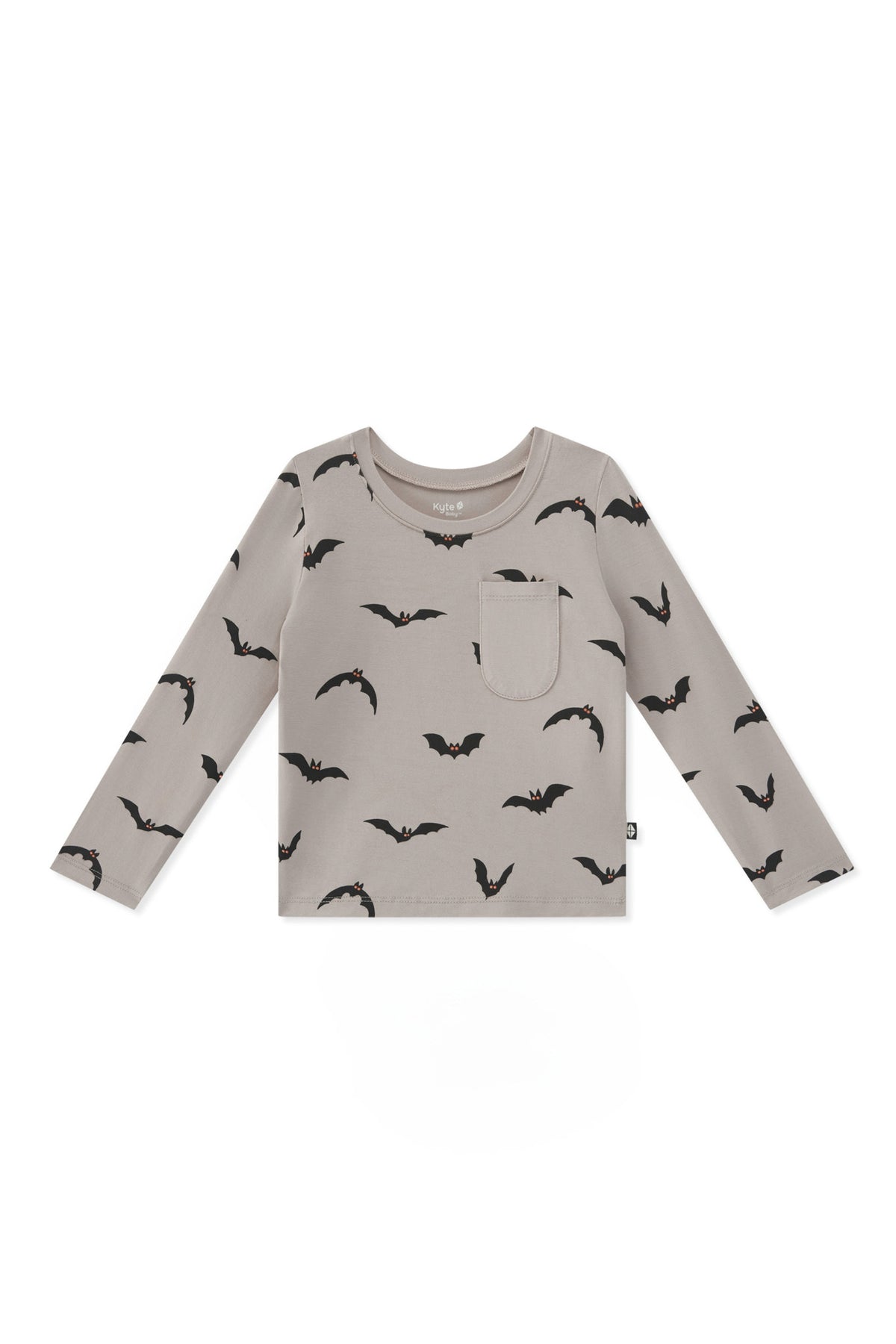 Long Sleeve Toddler Crew Neck Tee in Bats print on a white background