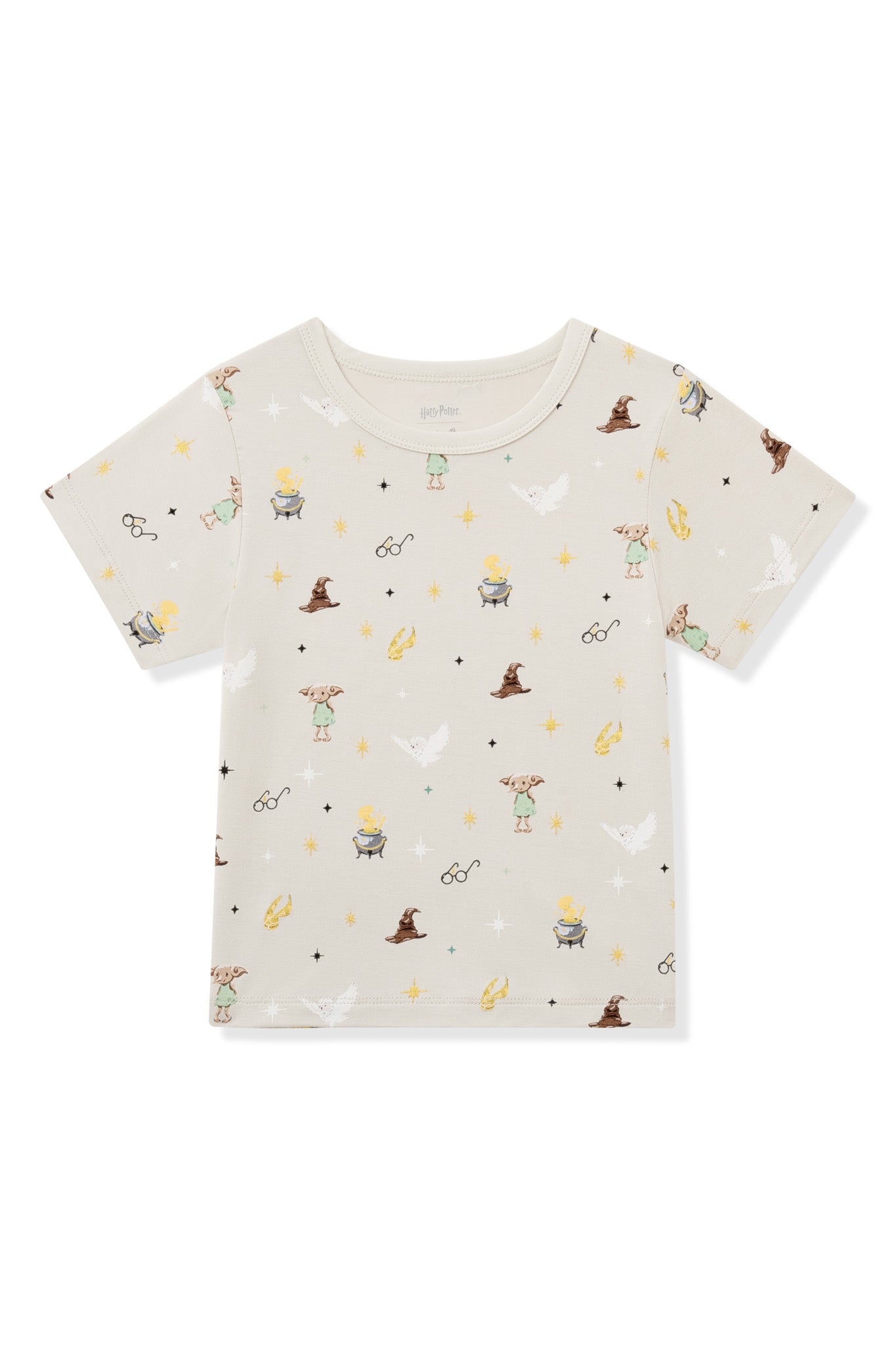 Harry Potter patterned beige Toddler Basic Tee on a white background