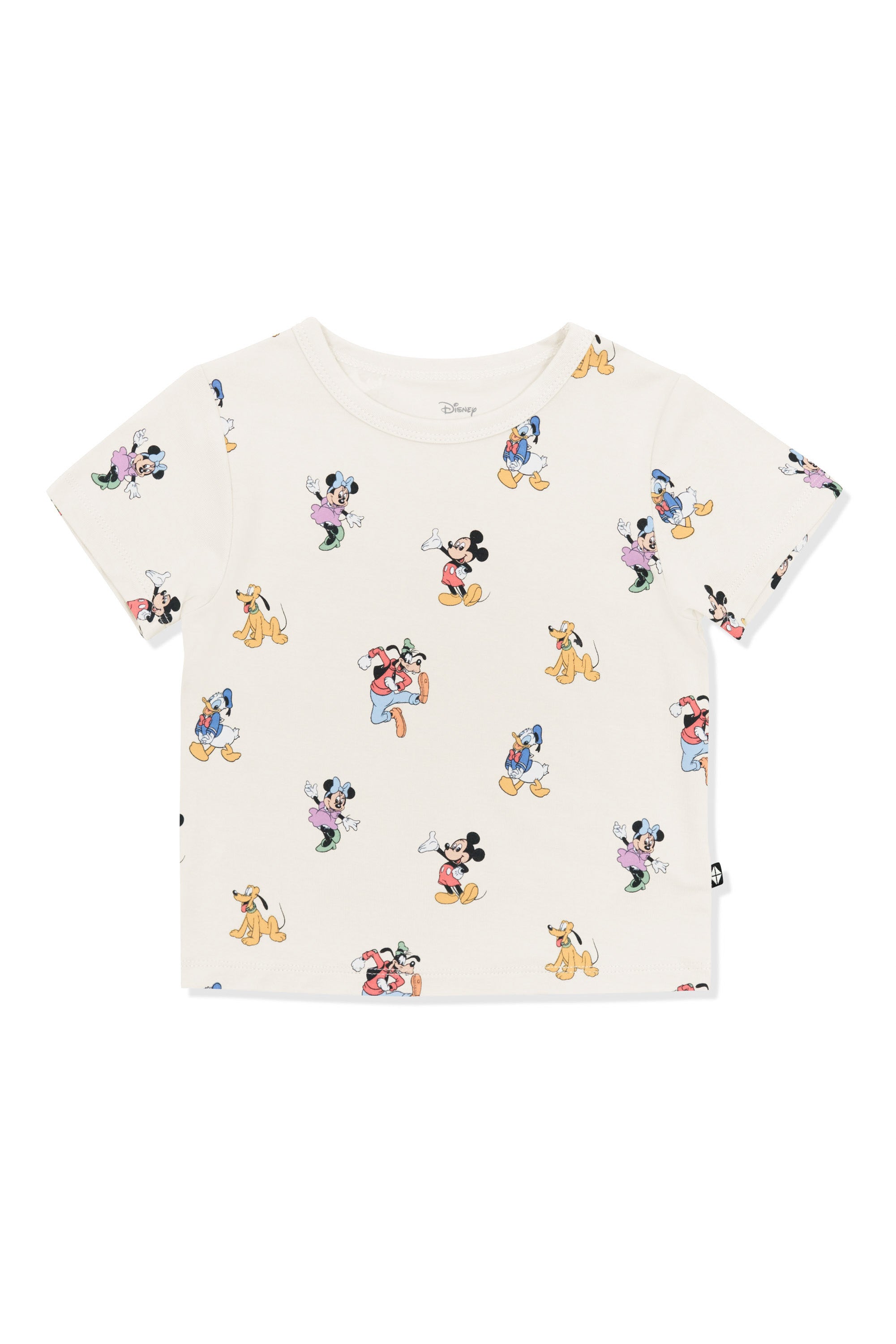 Toddler Basic Tee with Mickey Mouse and Friends print on an oat background