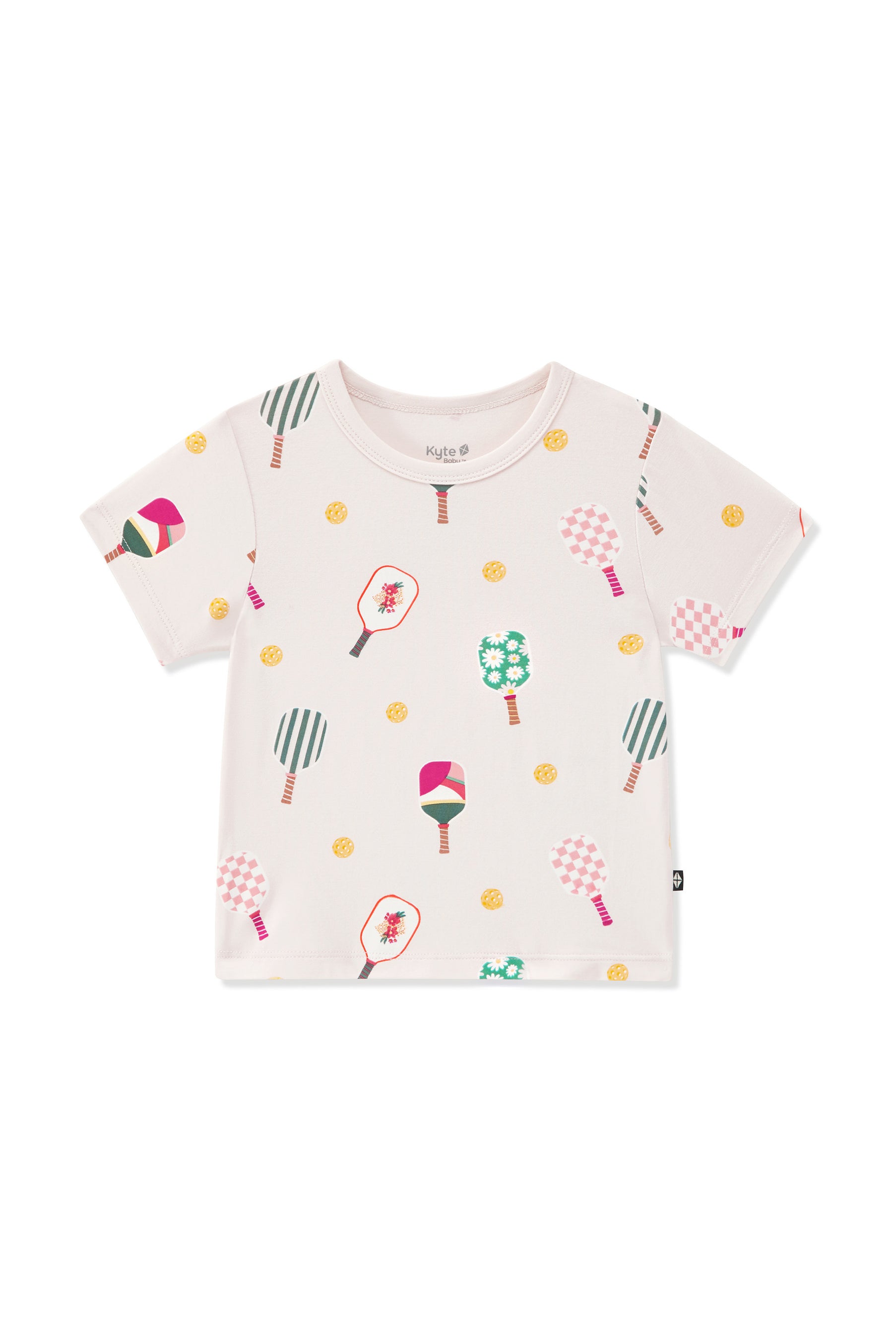 Toddler Basic Tee in Pickleball print on a white background