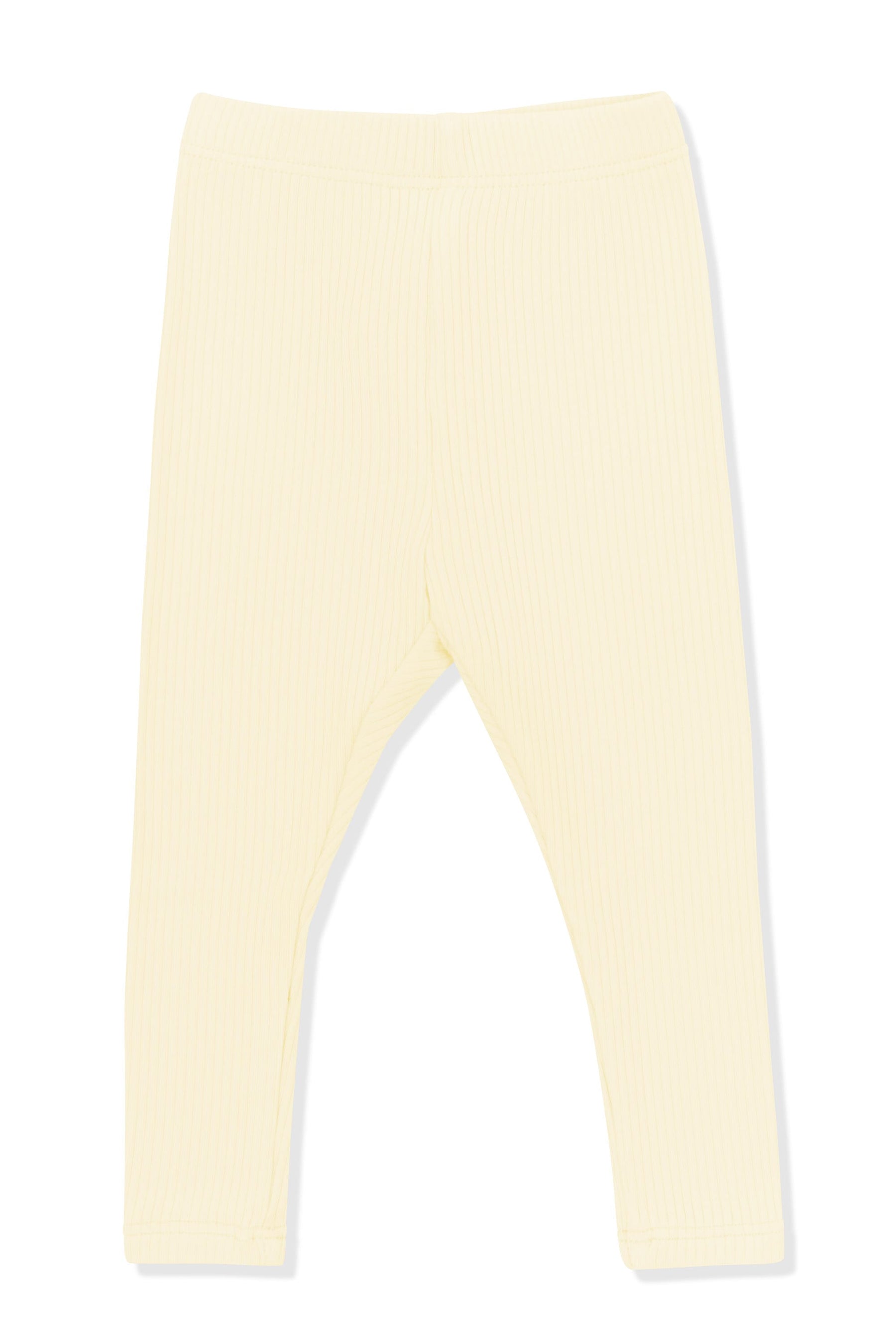 Product photo of the Ribbed Leggings in Chamomile on a white background
