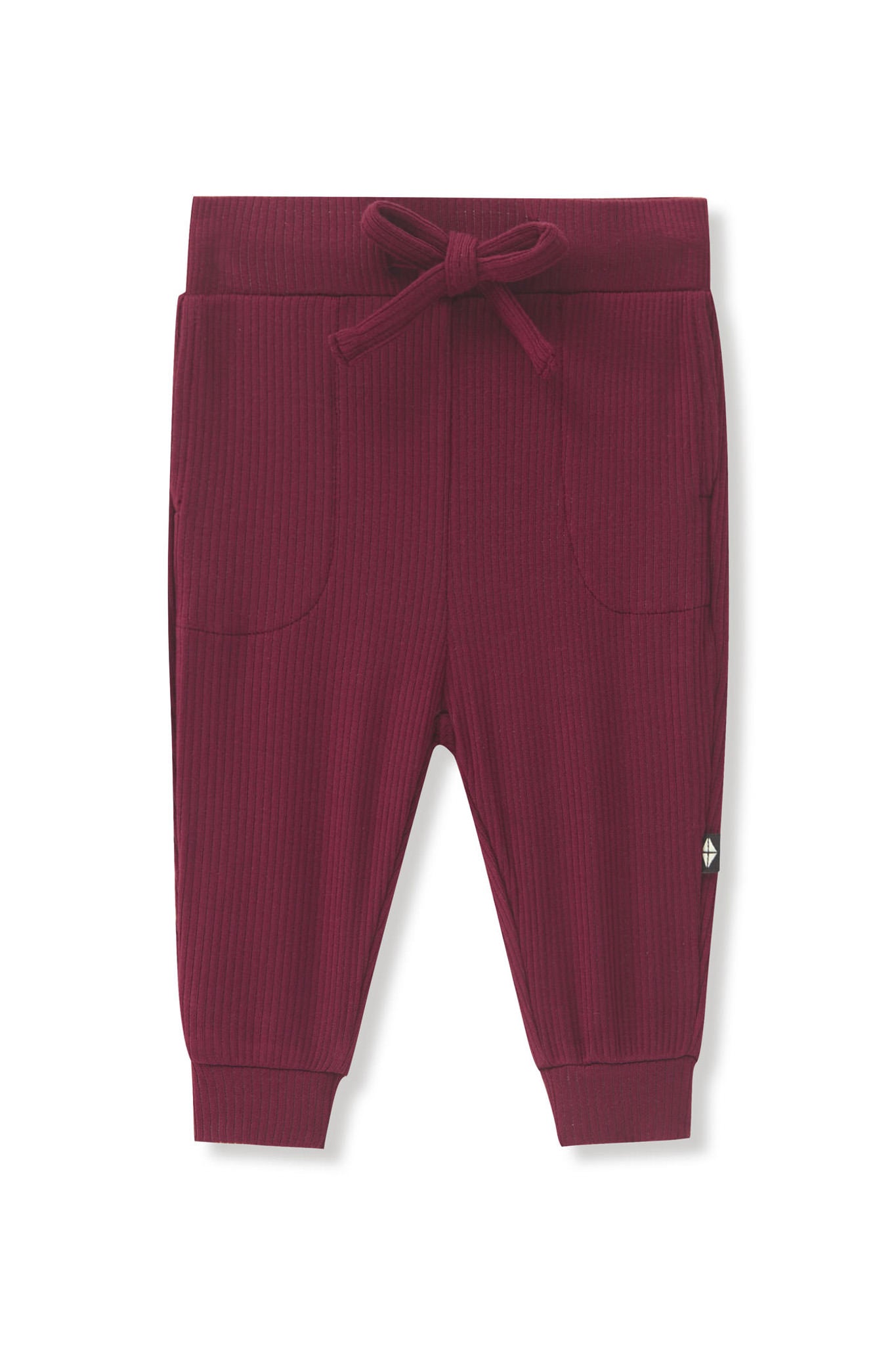 Ribbed Jogger Pant in Burgundy on a white background