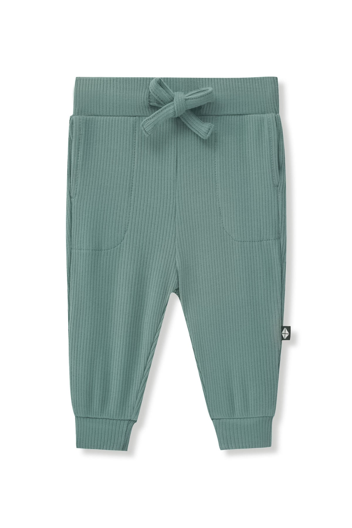Ribbed Jogger Pant in Pine on a white background