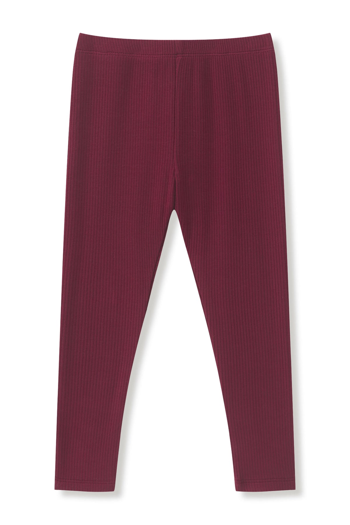 Ribbed Leggings in Burgundy on a white background