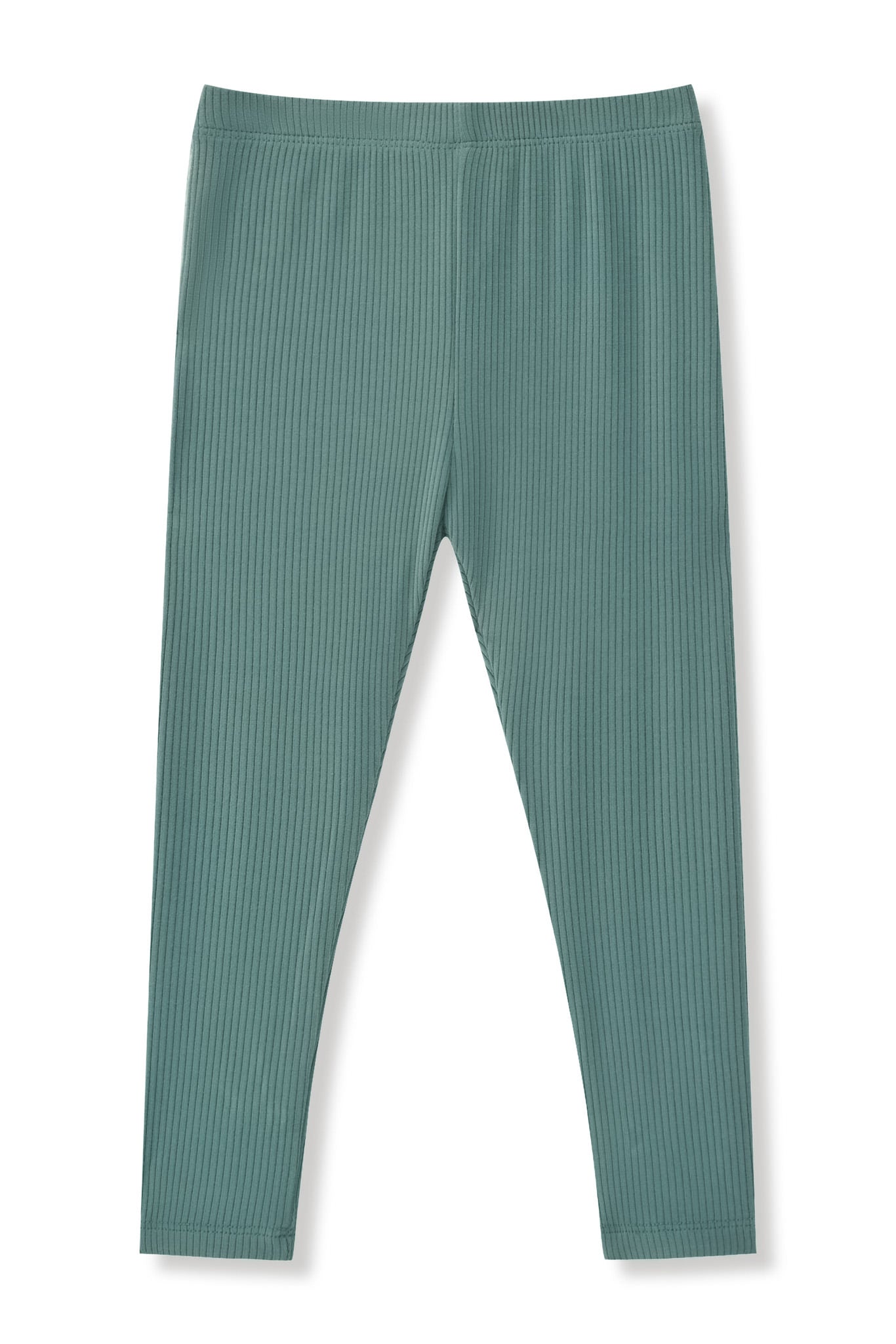 Ribbed Leggings in Pine on a white background