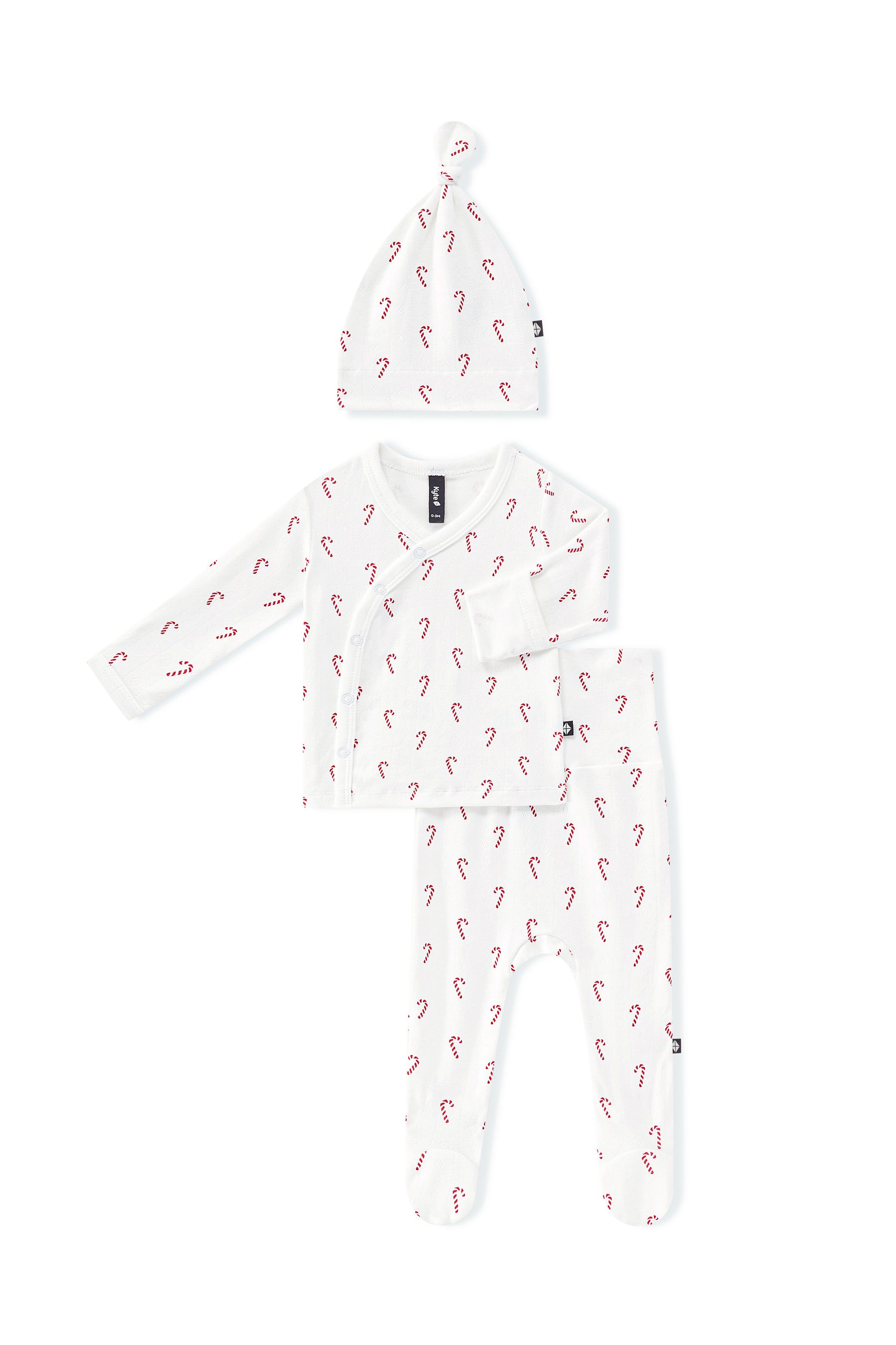 Pointelle Take Me Home Set with Cap Candy Cane on a white background
