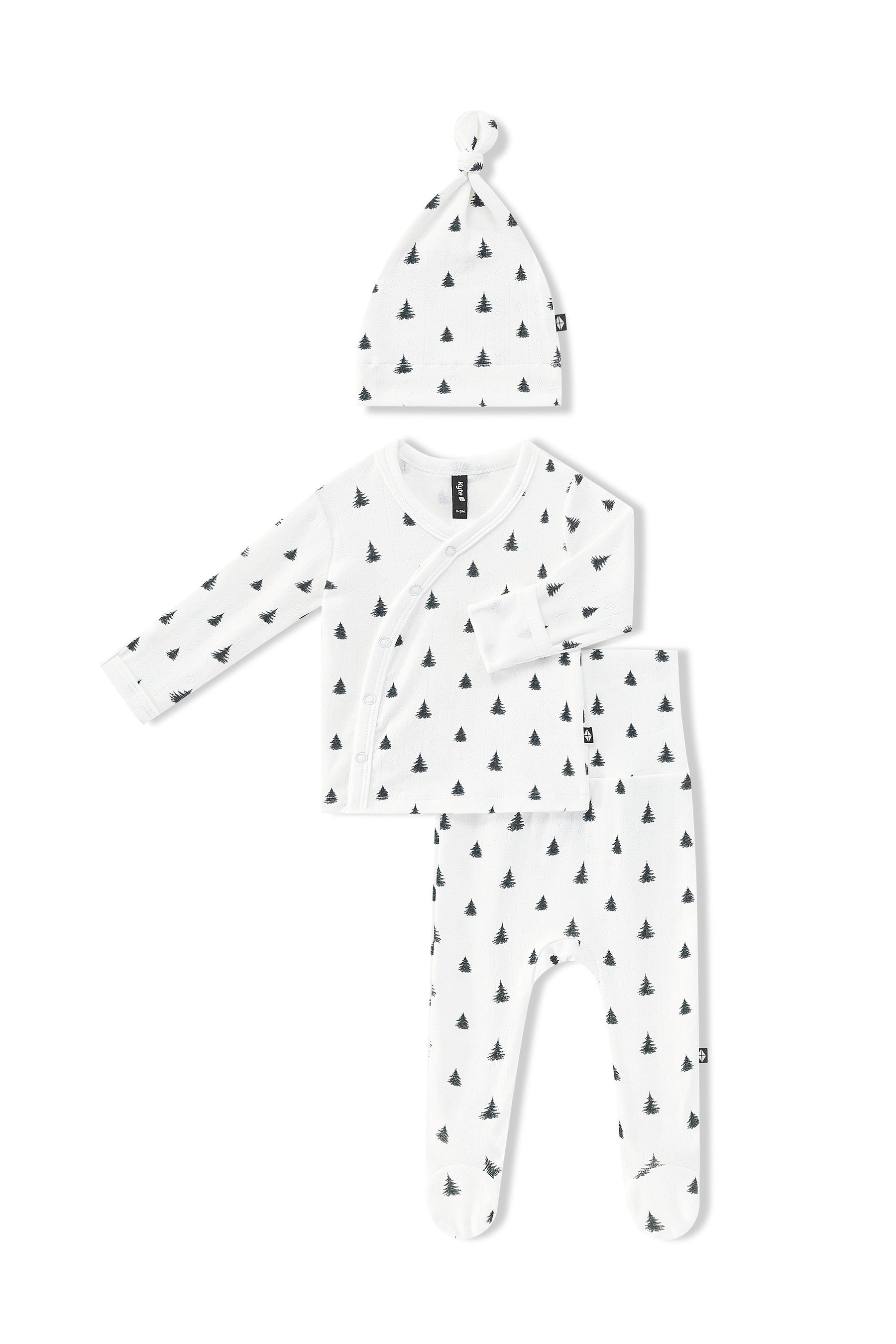 Pointelle Take Me Home Set with Cap Christmas Trees on a white background