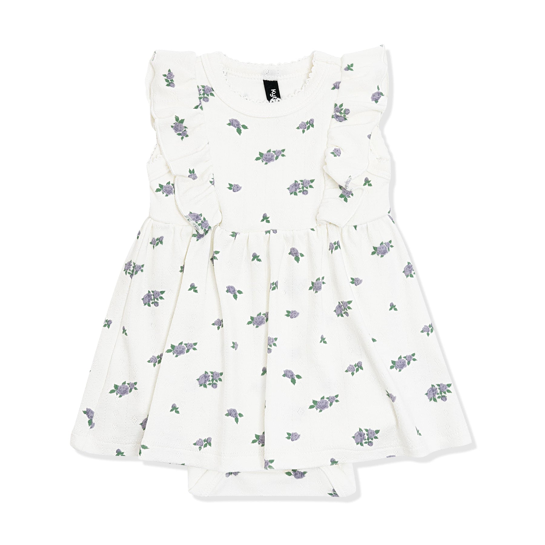 Pointelle Bodysuit Dress in Spray Rose showing the picot trim on a white surface
