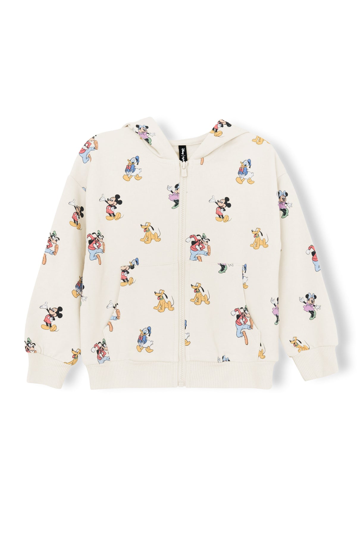 Zip-Up Hoodie with Mickey Mouse and Friends print on an oat background